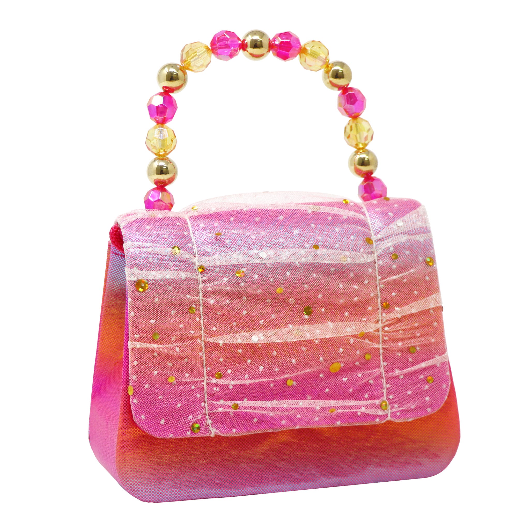 Pink Poppy Butterfly Ruched Sparkle Hard Handbag