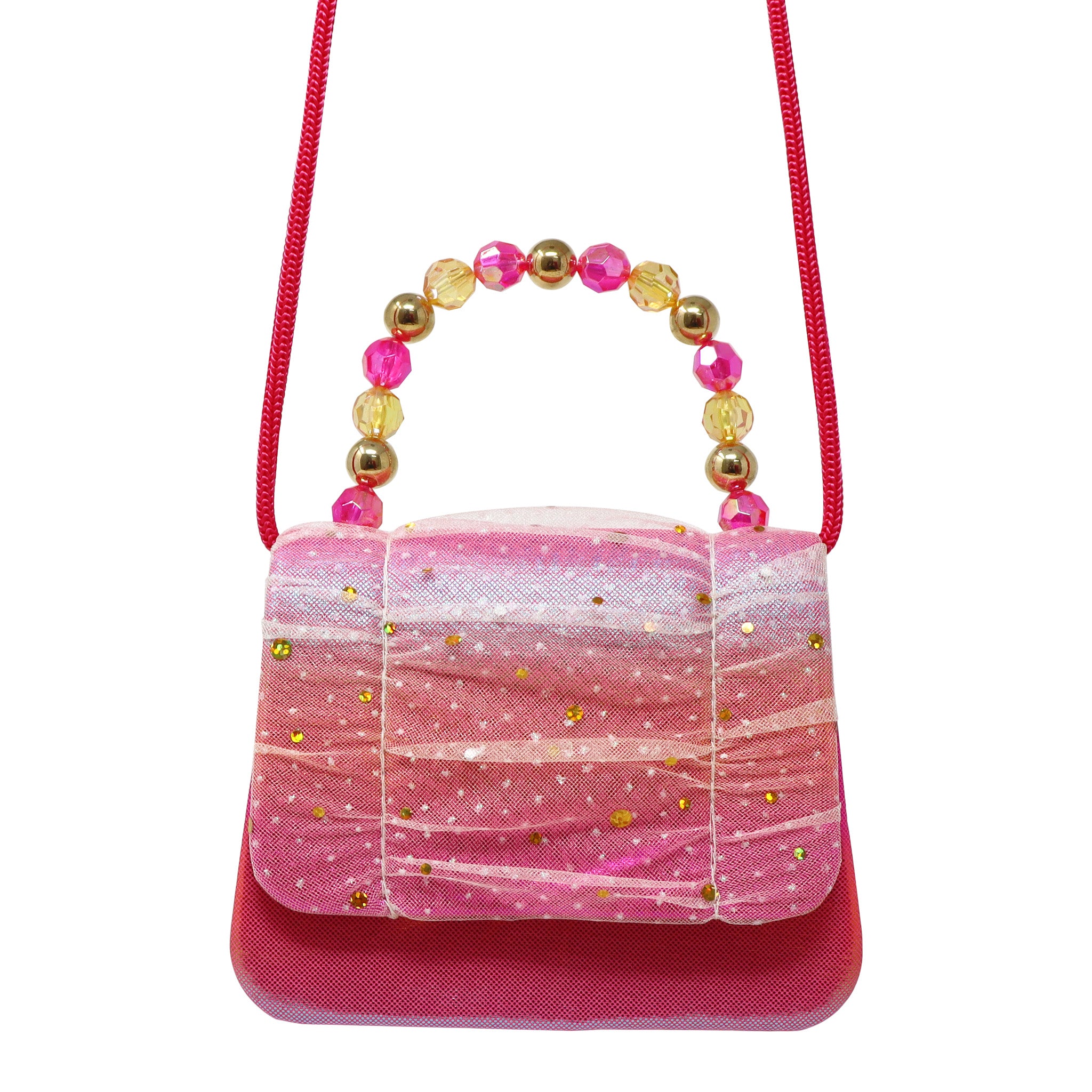 Pink Poppy Butterfly Ruched Sparkle Hard Handbag
