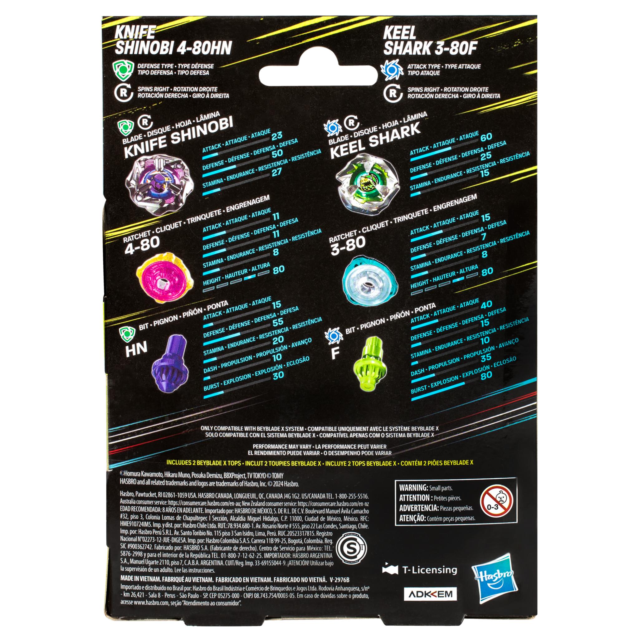 Beyblade X Knife Shinobi Keel Shark Dual Pack Set