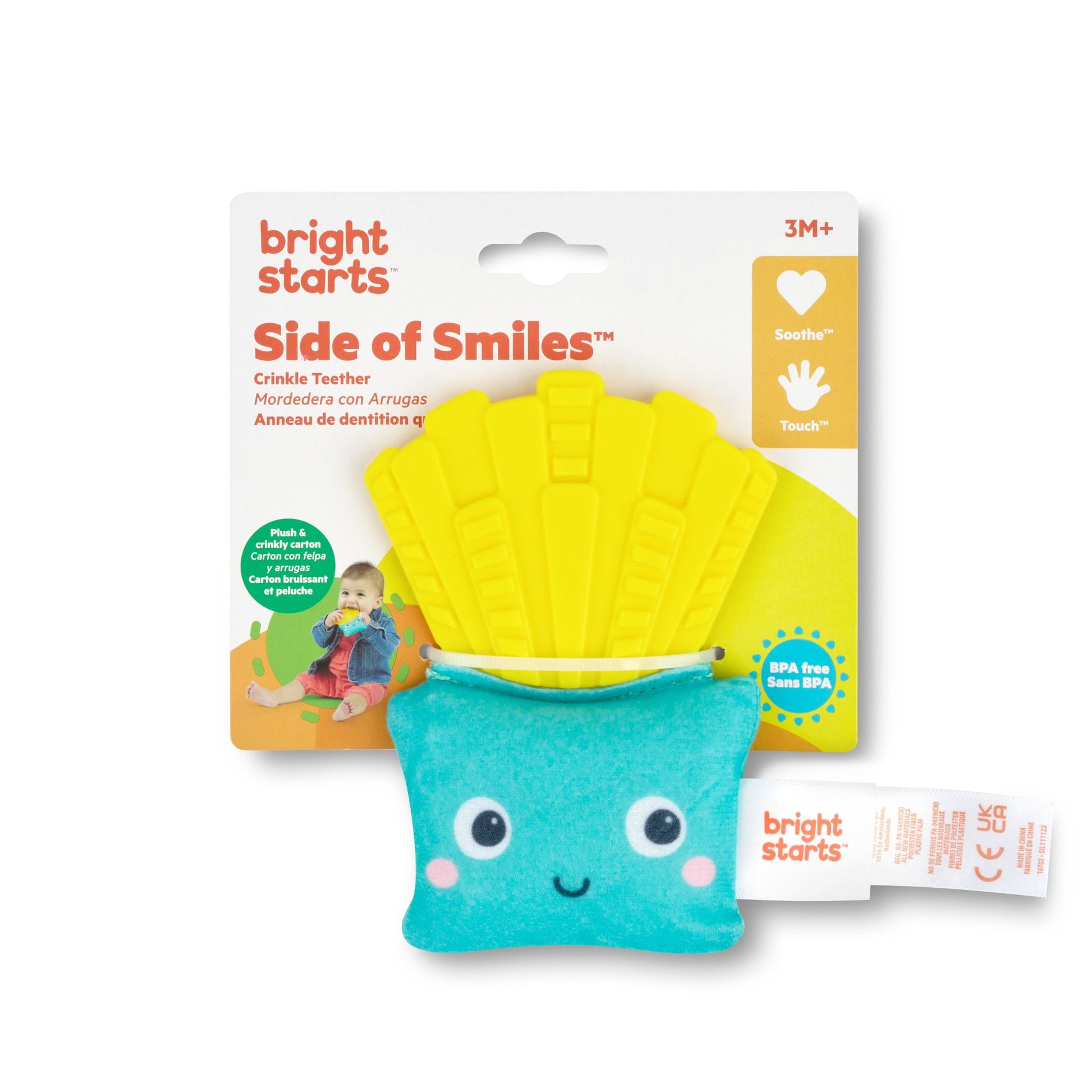 Bright Starts Side Of Smiles Crinkle Teether - Toyworld NZ