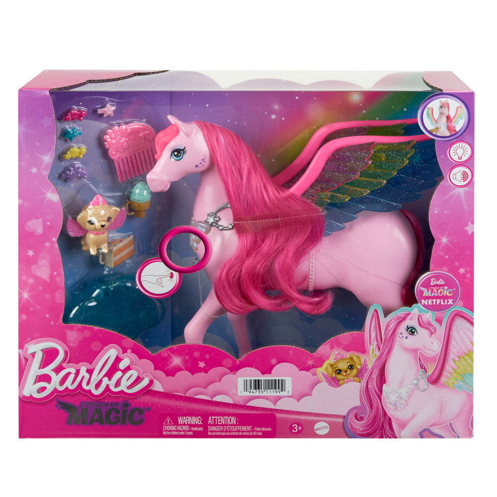Barbie A Touch Of Magic Pegasus Horse toy, in packaging.