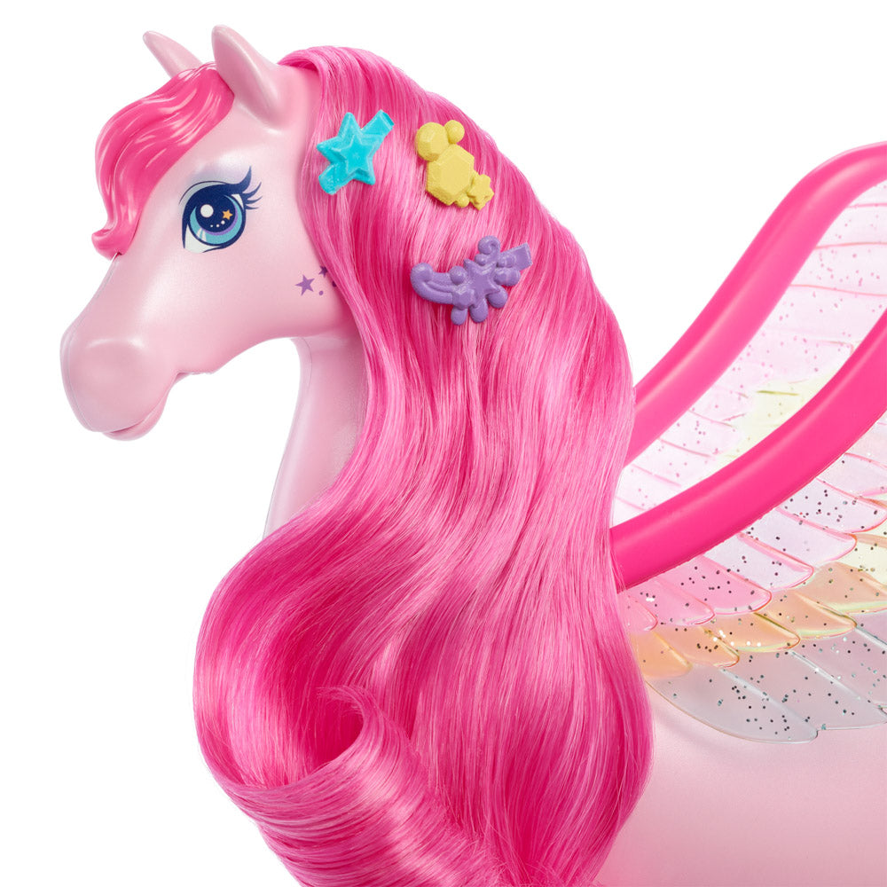 Close up of the Barbie A Touch Of Magic Pegasus Horse toy.