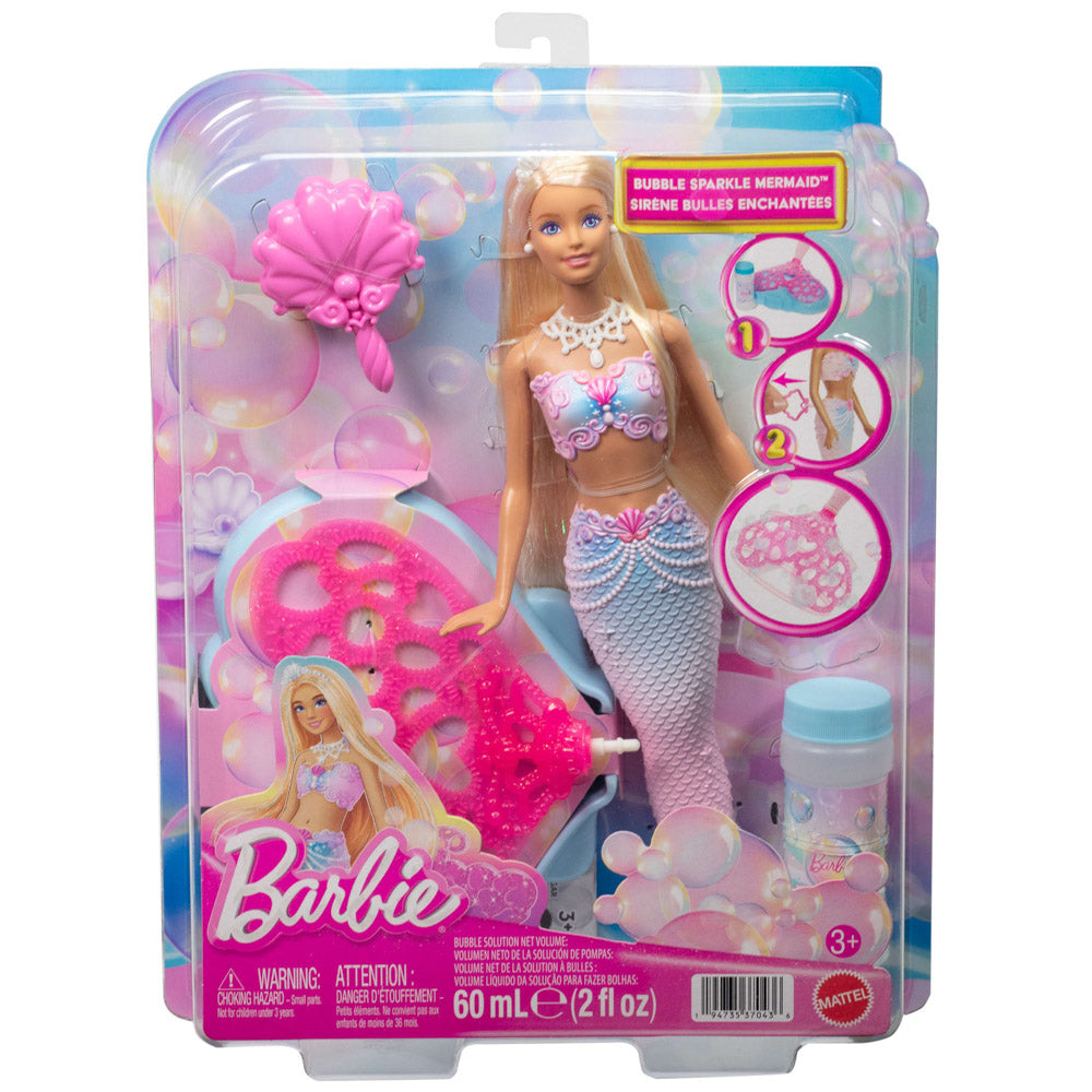 Barbie Bubble Sparkle Mermaid doll with tail.