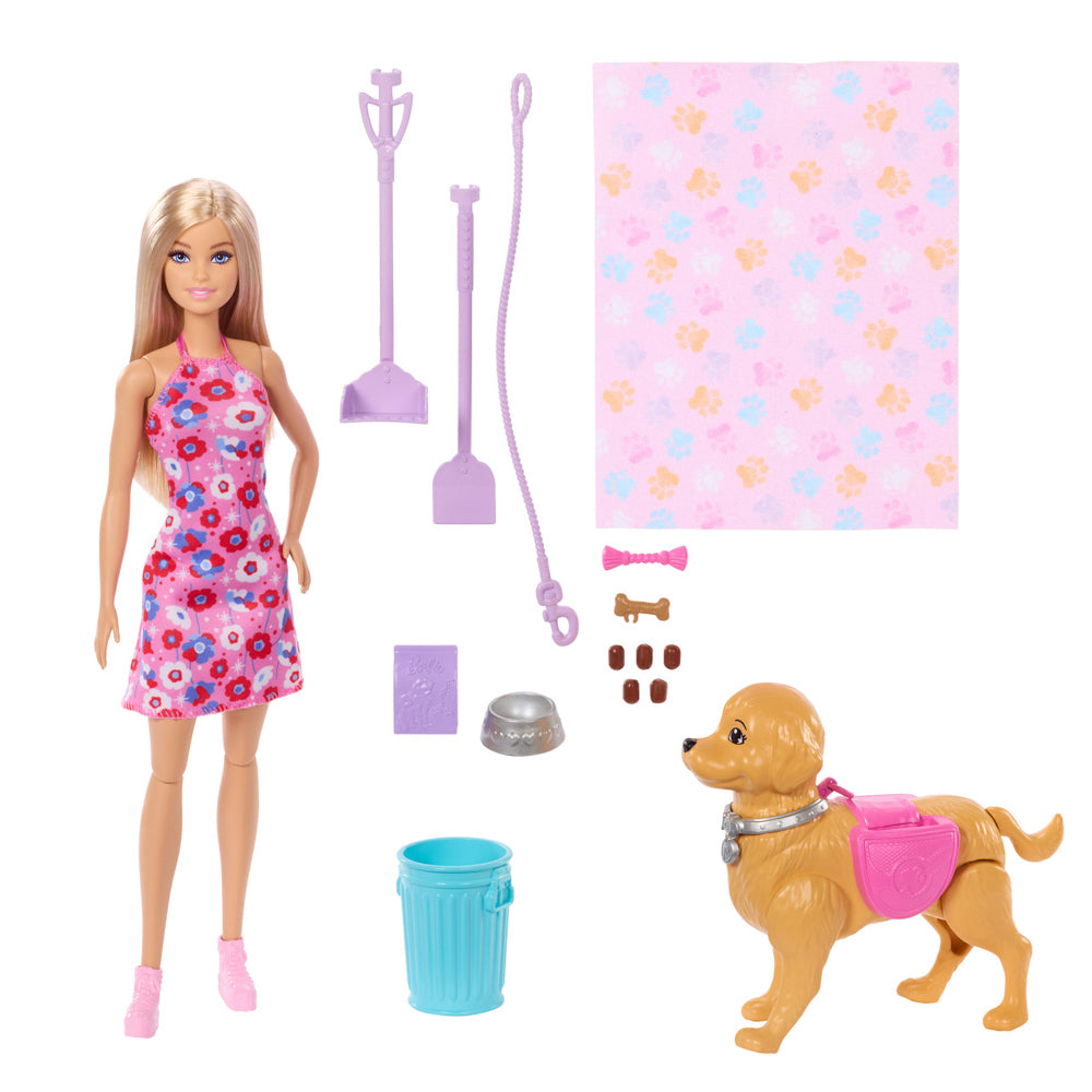 Barbie Family & Friends Walk & Potty - Barbie Malibu with dog that poops.