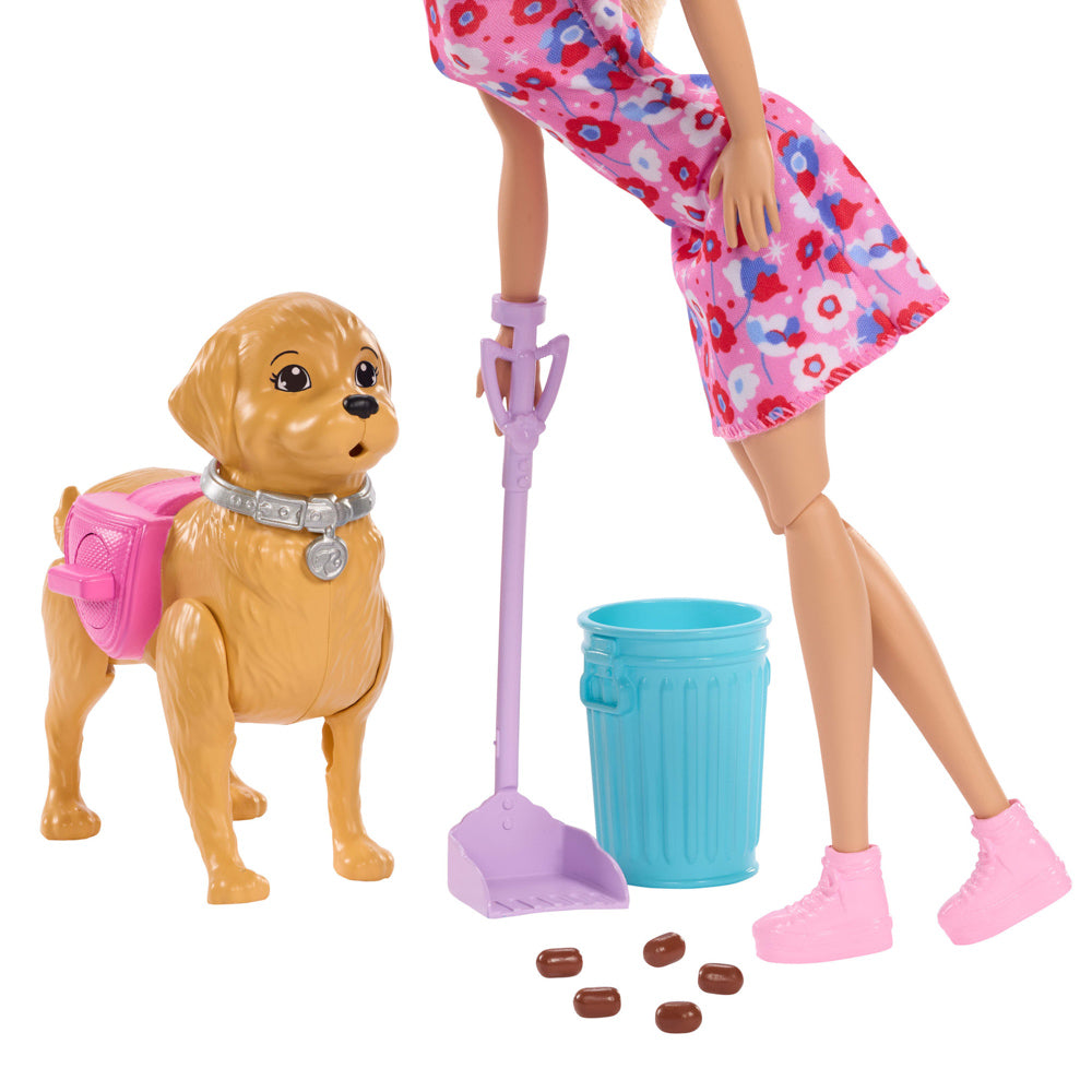 Barbie Family & Friends Walk & Potty - Barbie Malibu with dog that poops.