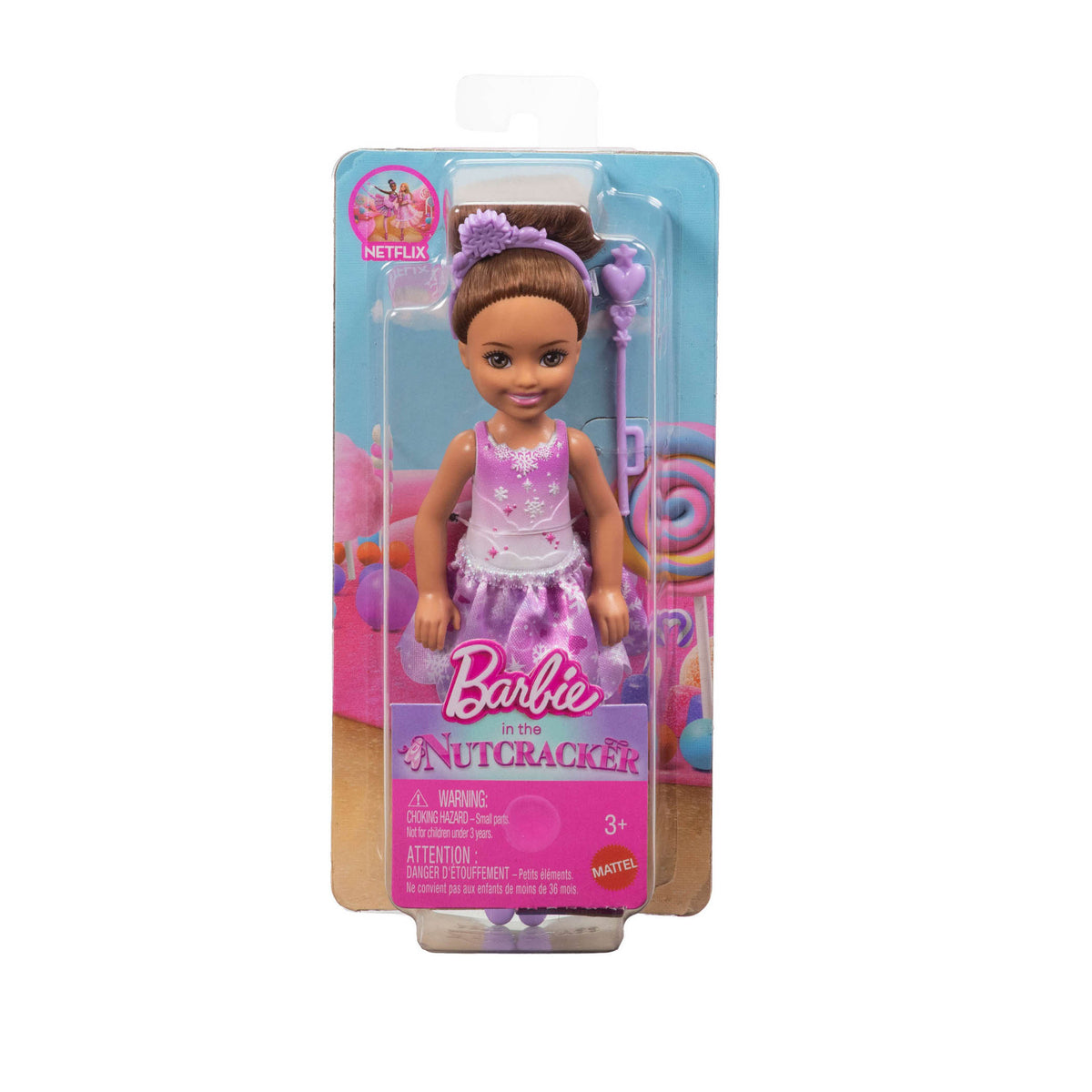 Barbie In The Nutcracker Chelsea Child Doll - Snow Fairy Brunette ballerina.