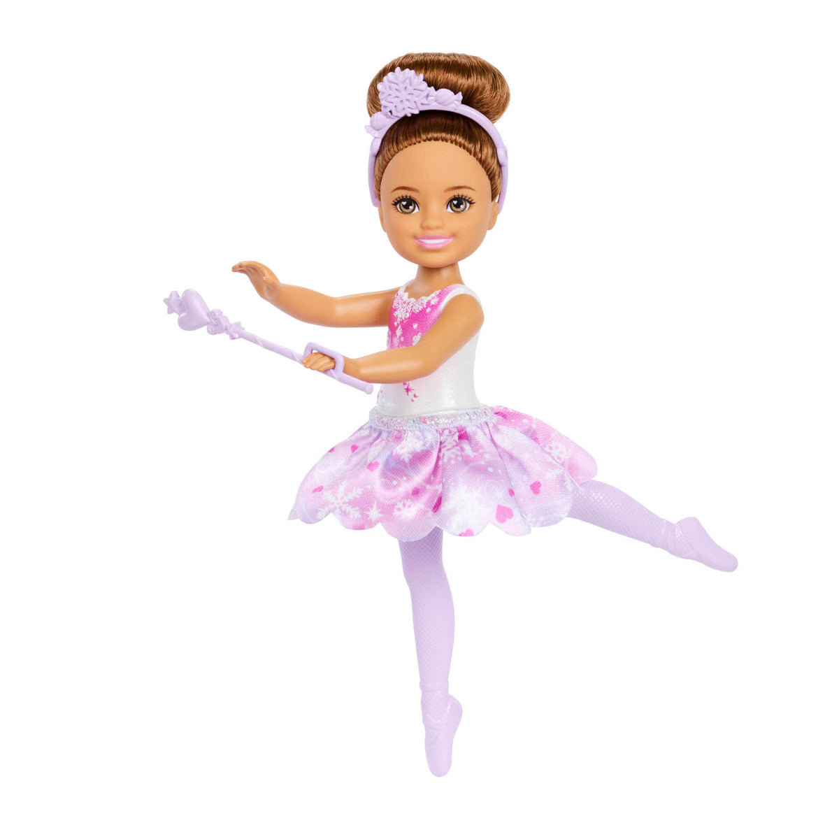 Barbie In The Nutcracker Chelsea Child Doll - Snow Fairy Brunette ballerina.