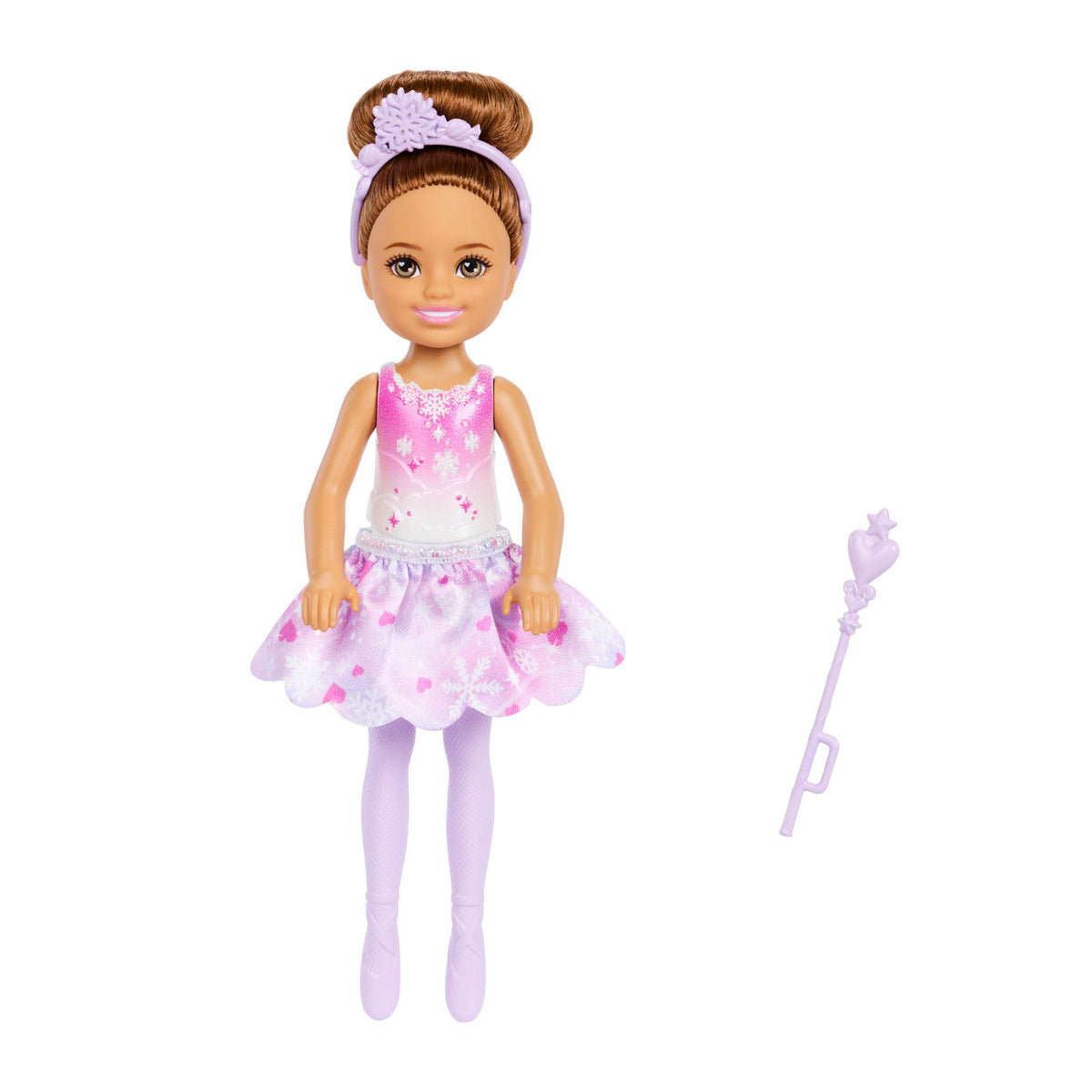 Barbie In The Nutcracker Chelsea Child Doll - Snow Fairy Brunette ballerina.