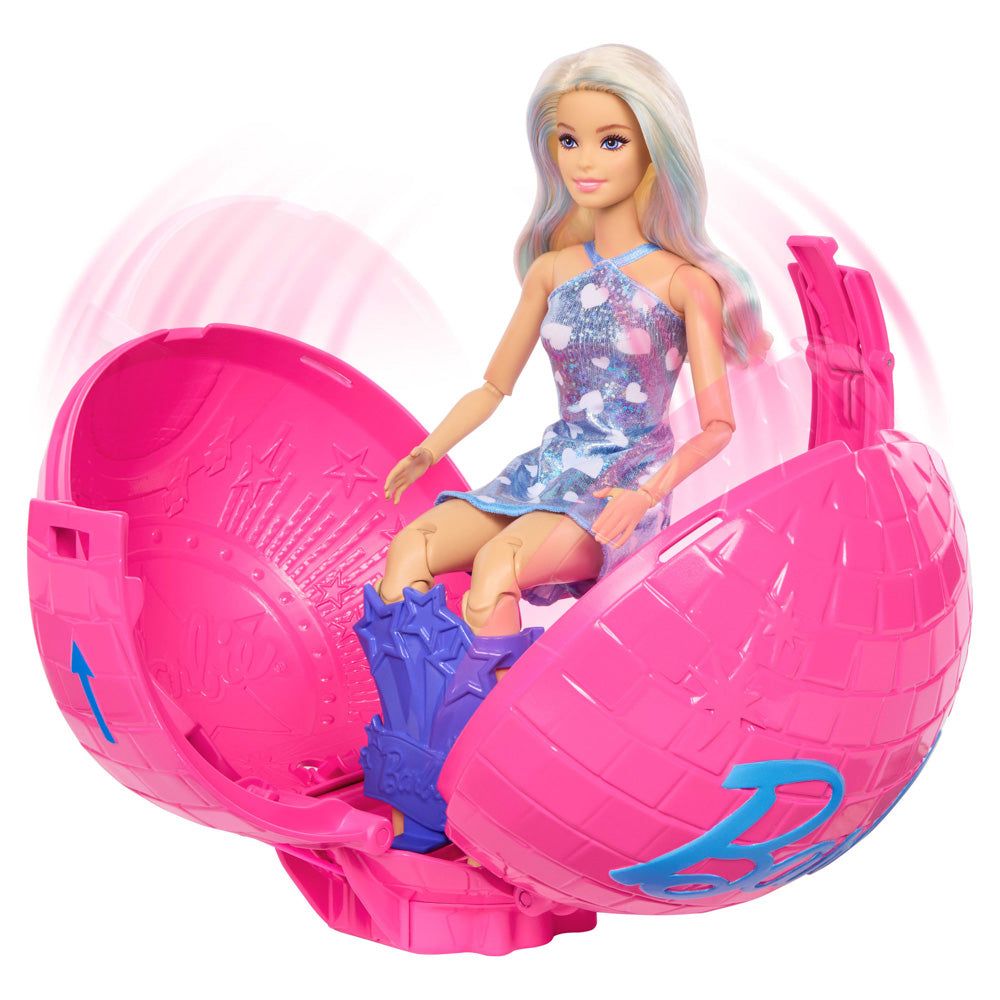 Roll the ball to have Barbie burst from the ball