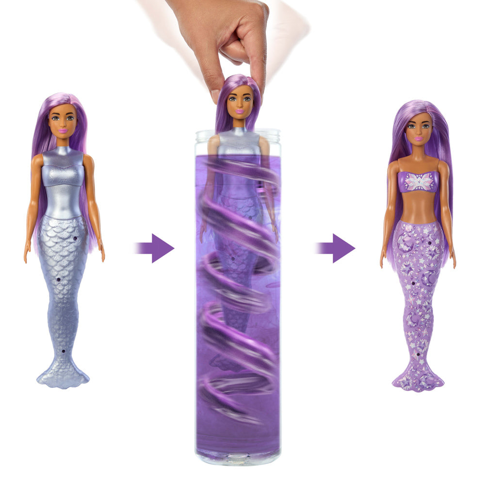 Barbies change colour with water, in the Barbie Color Reveal Mermaid Surprise Blind Box