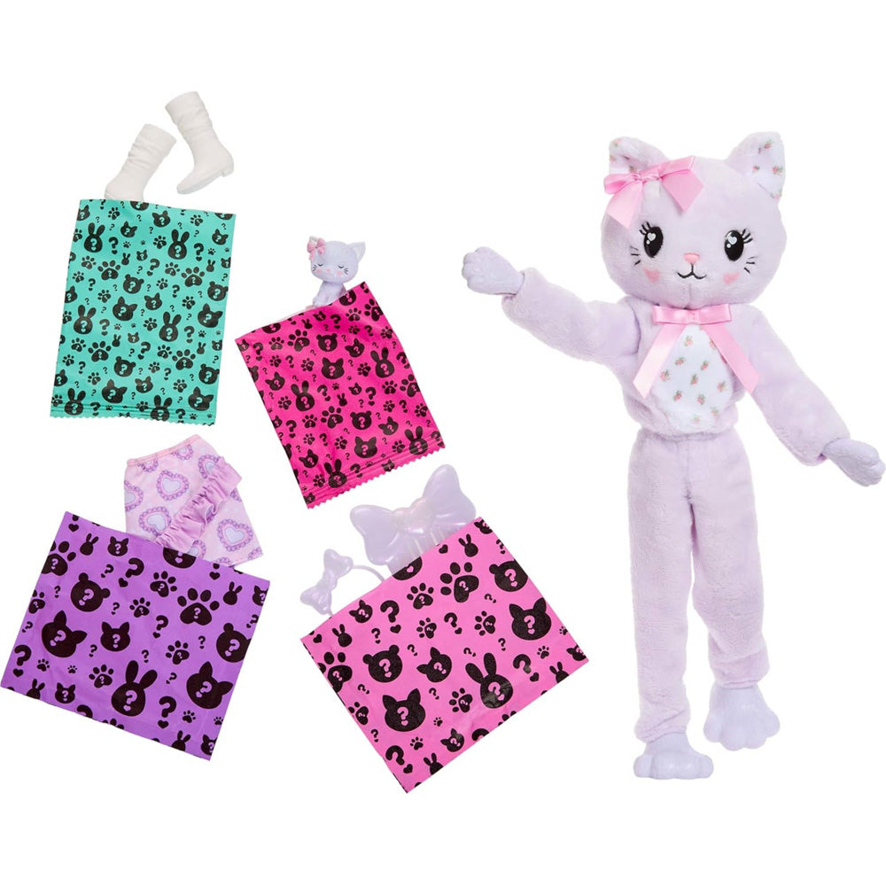 Accessories included in the Barbie Cutie Doll Toy Reveal Cuddly Series - Kitten