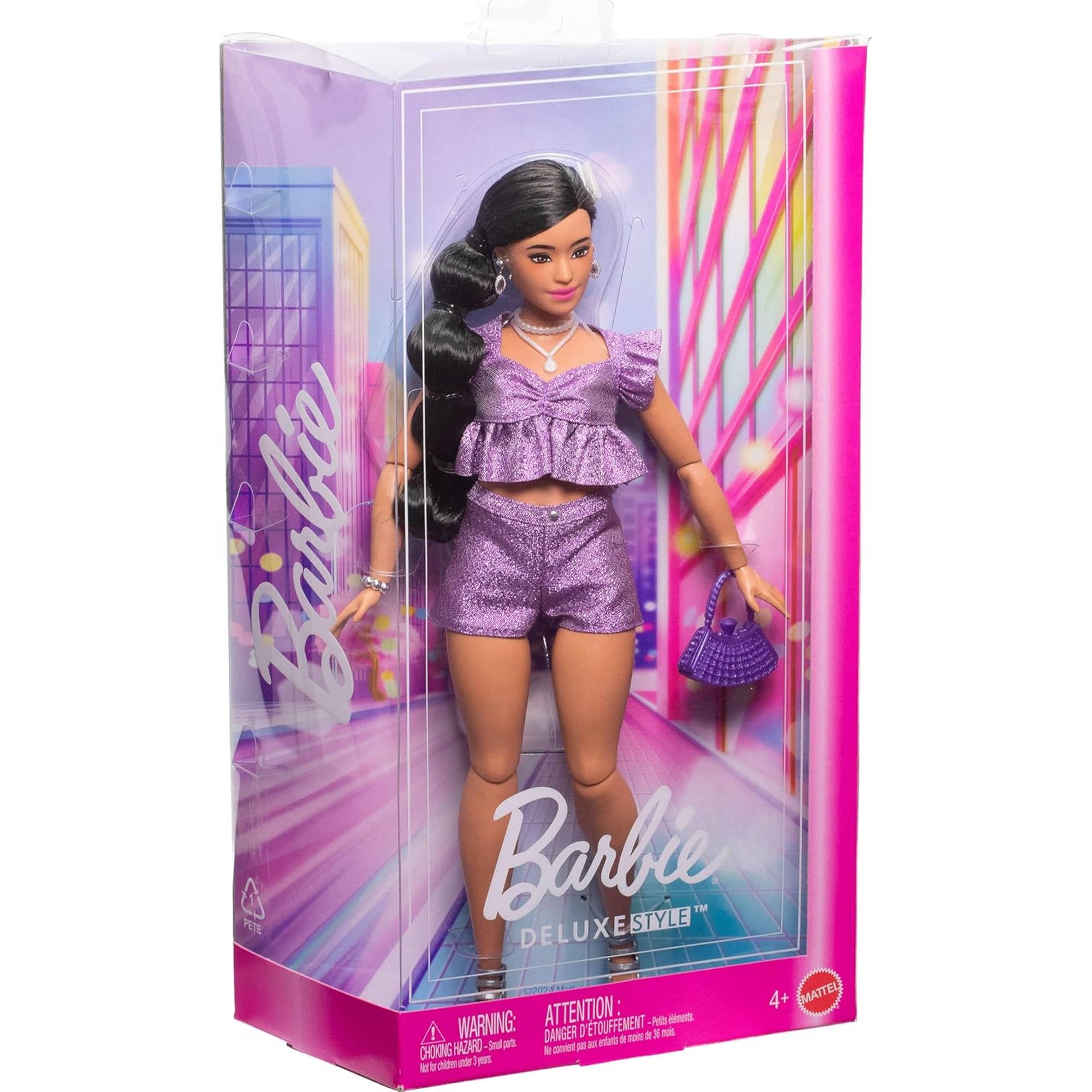 Barbie Deluxe Style Doll 8 - Sparkly Purple Top & Shorts, in packaging