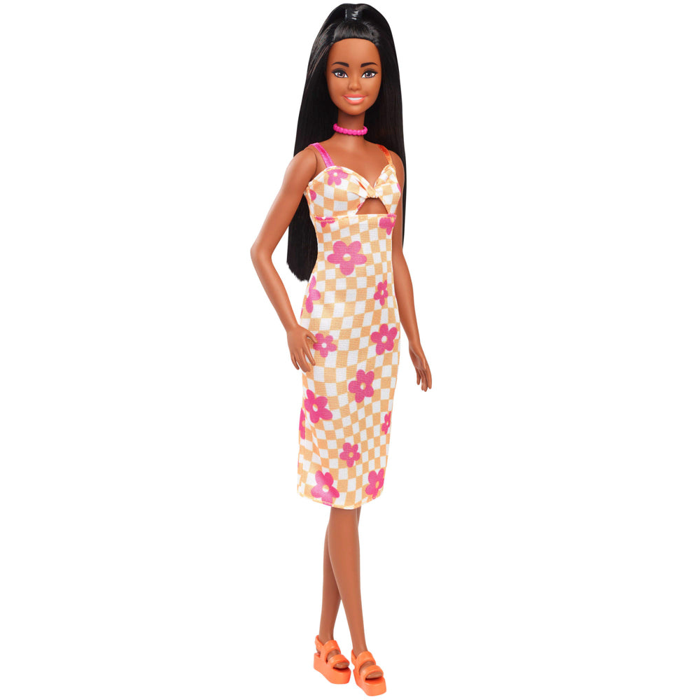Barbie Fashionista Diversity Doll with Black Hair Skin - 233 Flower Midi Dress
