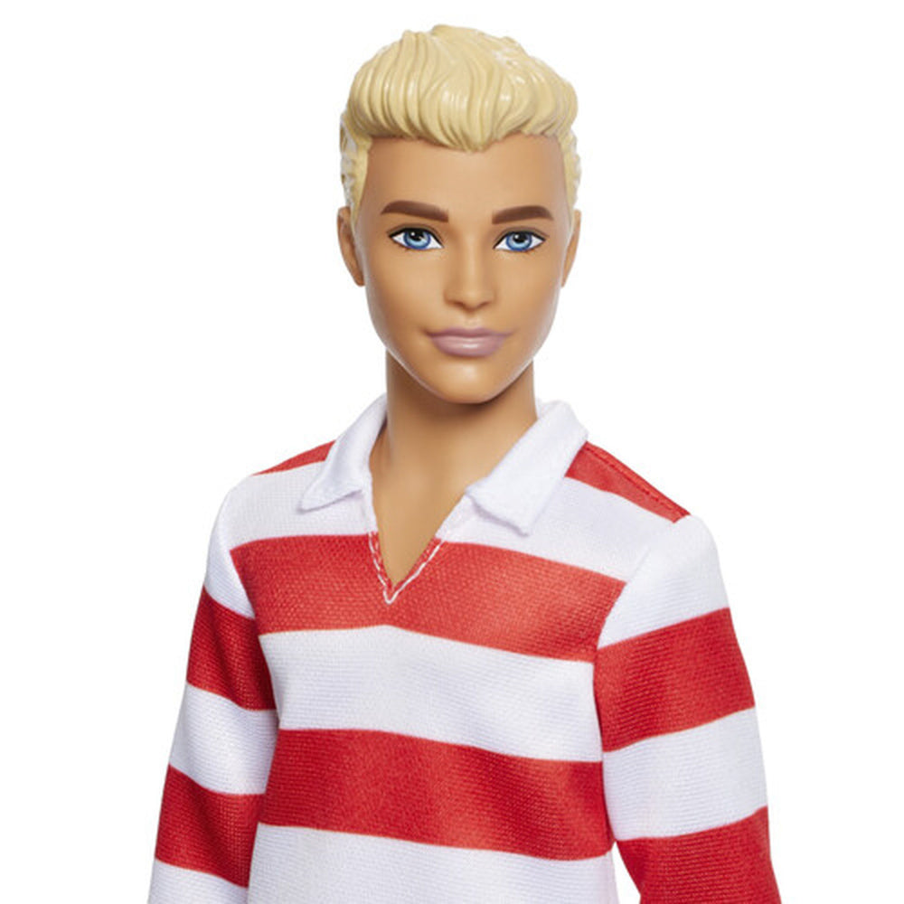 Face close up of the Barbie Ken Fashionista Doll - 241 Striped Sweater