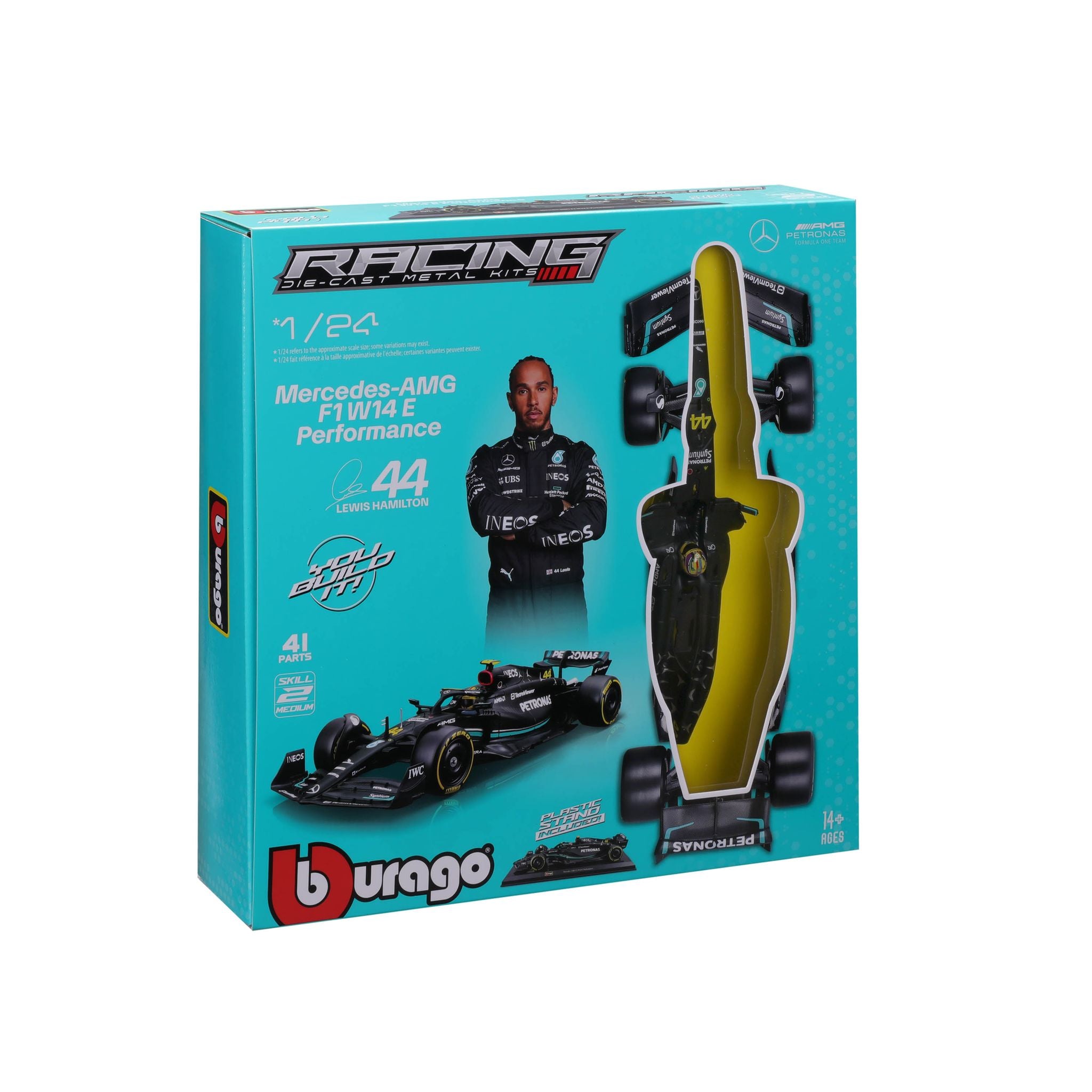 Bburago 1/24 Mercedes Amg Petronas W14e 2023 Model Kit - #44 Hamilton