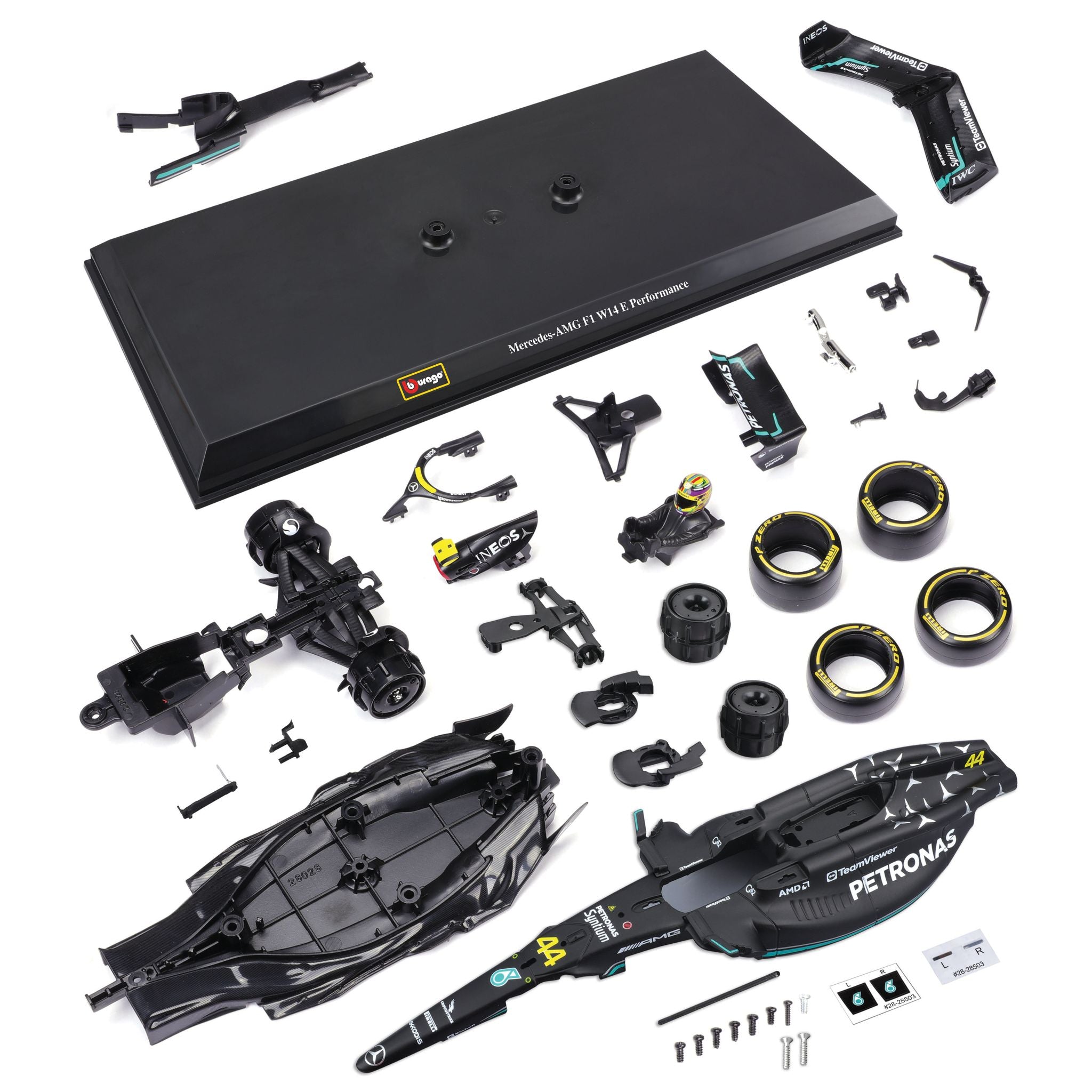Bburago 1/24 Mercedes Amg Petronas W14e 2023 Model Kit - #44 Hamilton