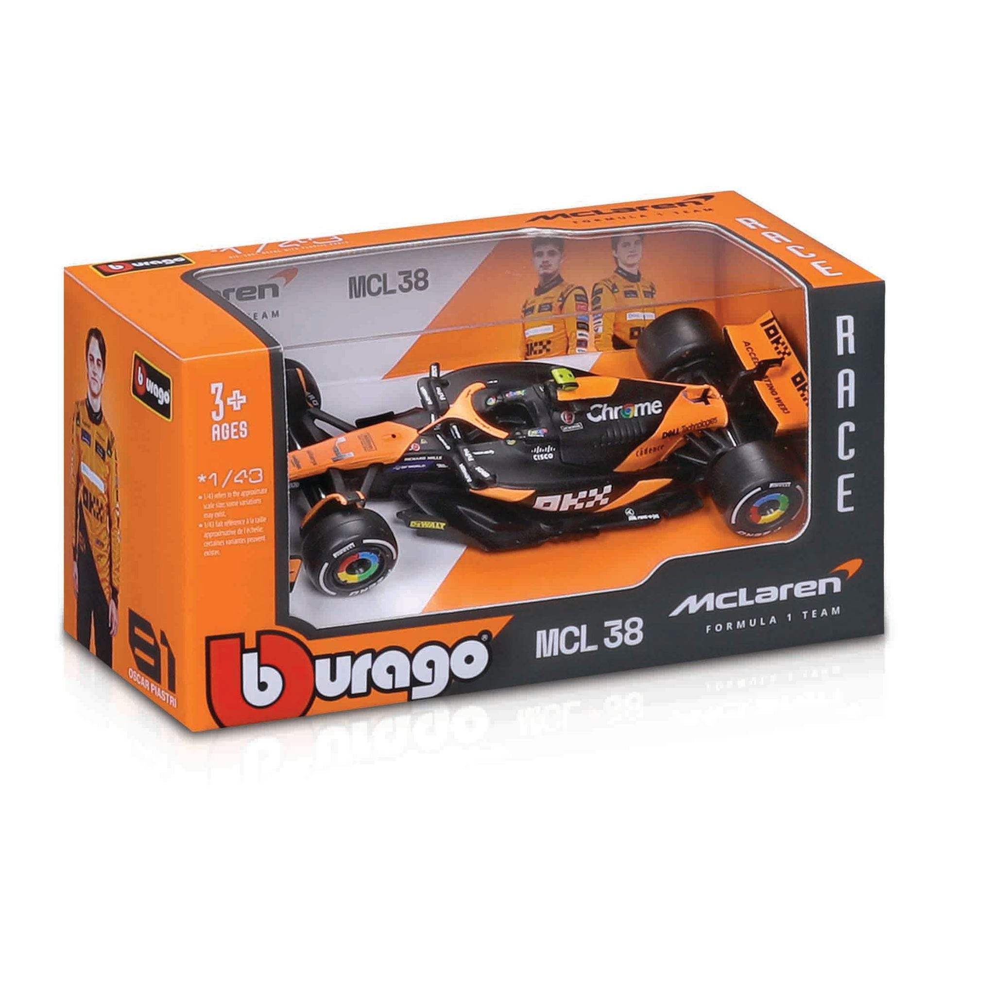 Bburago 1:43 F1 McLaren MCL 38 2024, WB #4 Norris