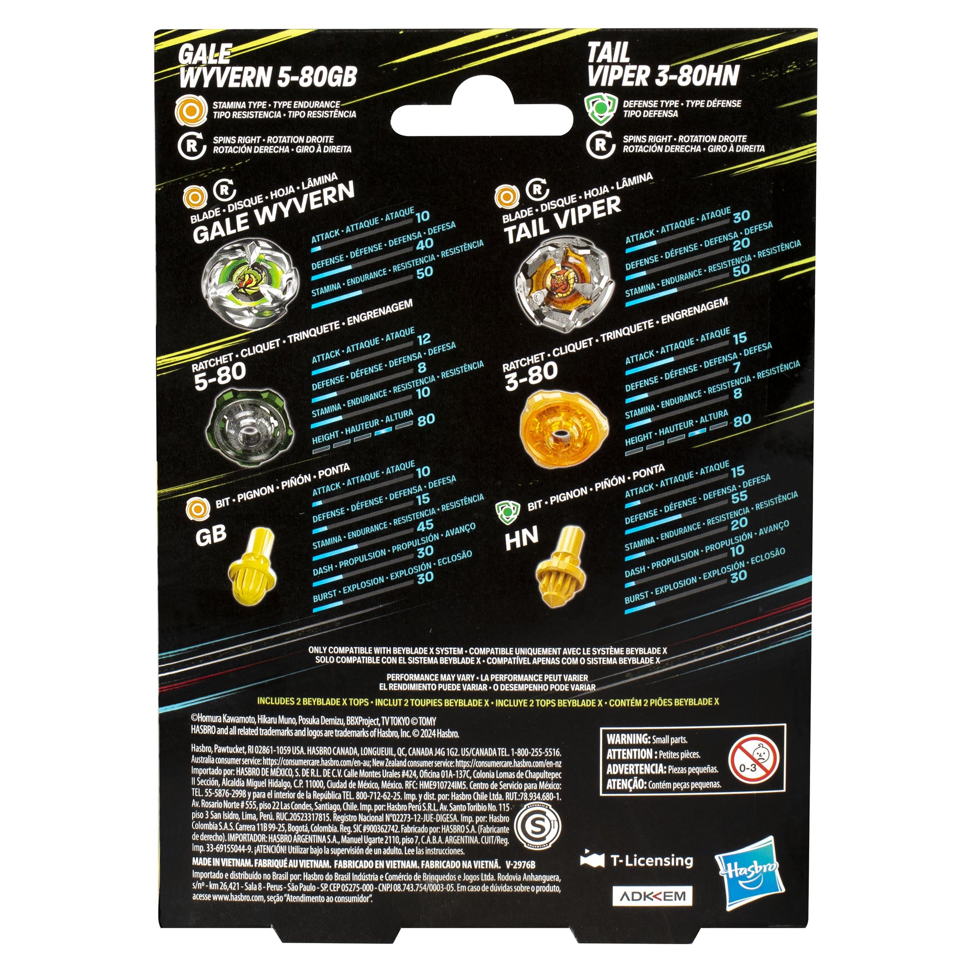 Beyblade X Gale Wyvern 5-80GB and Tail Viper 3-80HN Top Dual Pack Set - Toyworld NZ