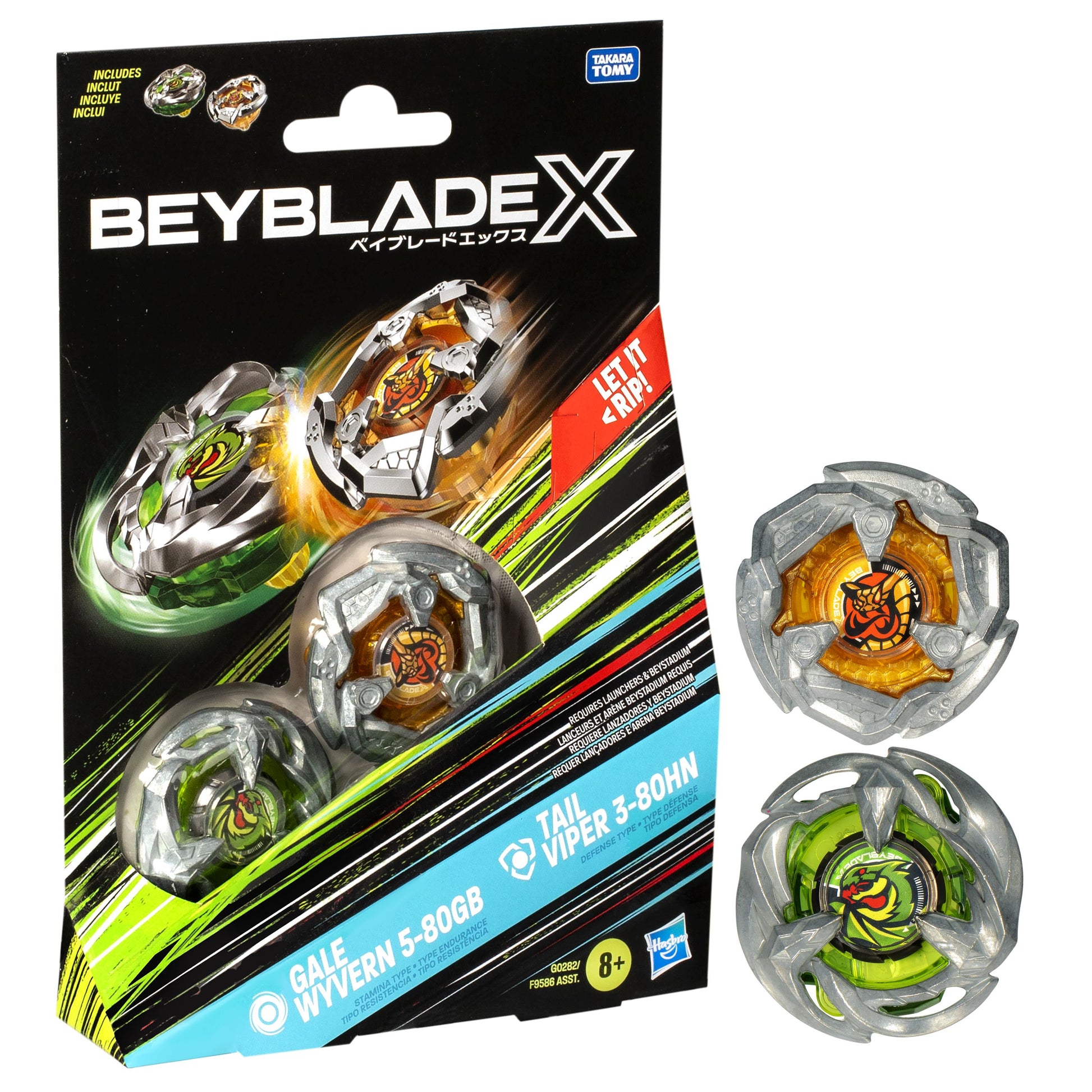 Beyblade X Gale Wyvern 5-80GB and Tail Viper 3-80HN Top Dual Pack Set - Toyworld NZ