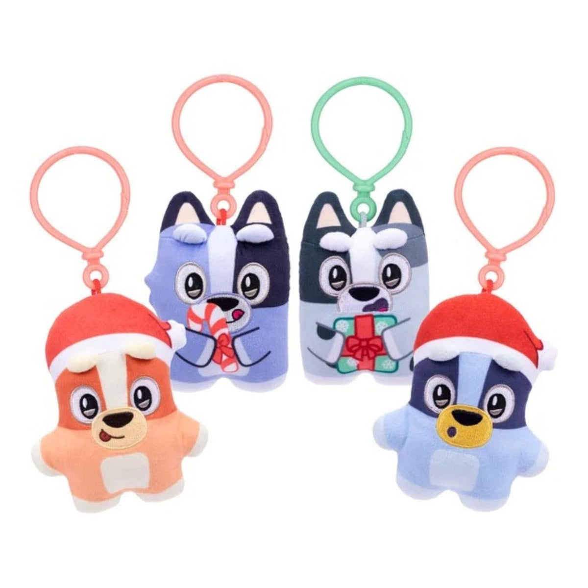 Bluey Biscuits Holiday Plush Assorted Styles keyrings.