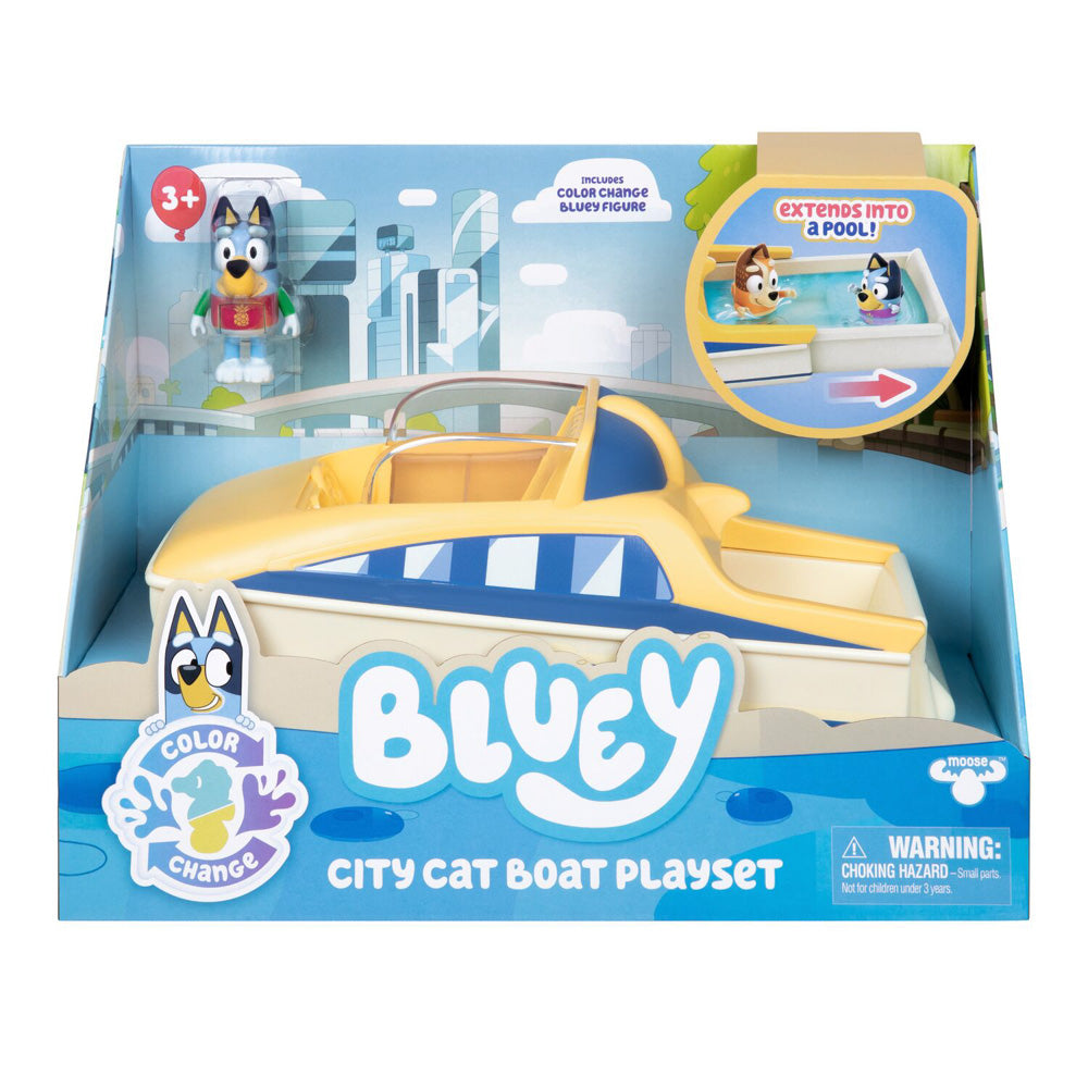 Bluey Colour Change Motorboat Vehicle, in packaging