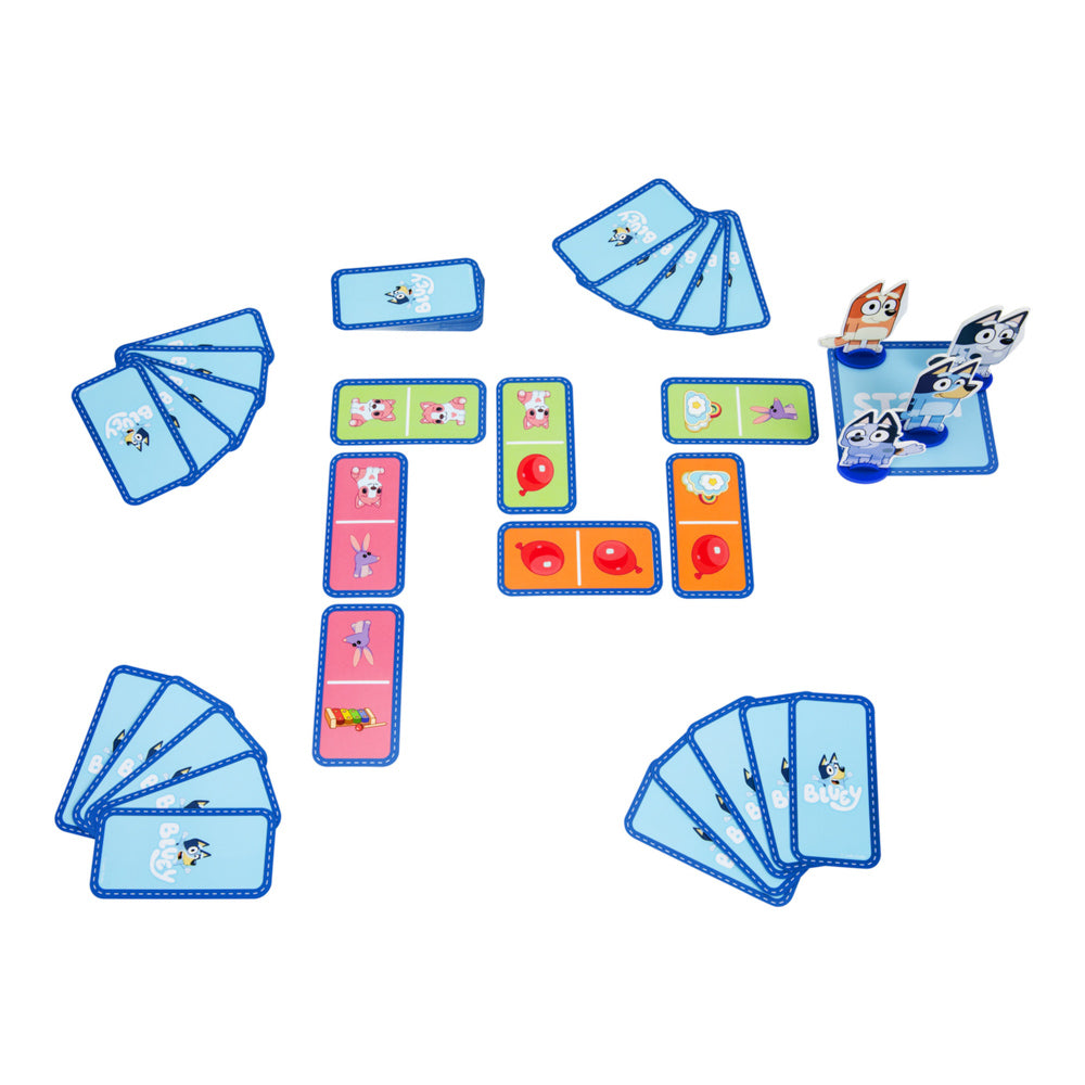 Bluey Hopscotch Race Card Game with figures