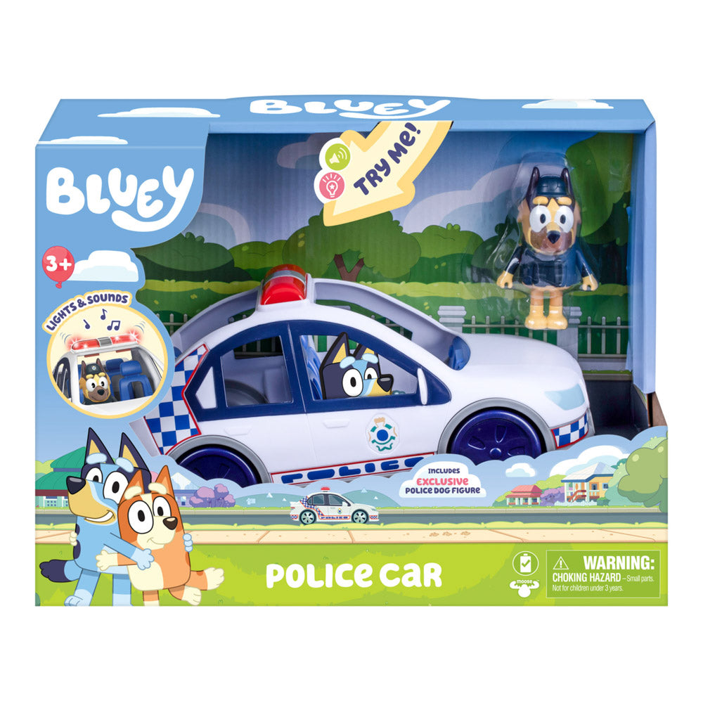 Bluey Police Car with figure, in packaging