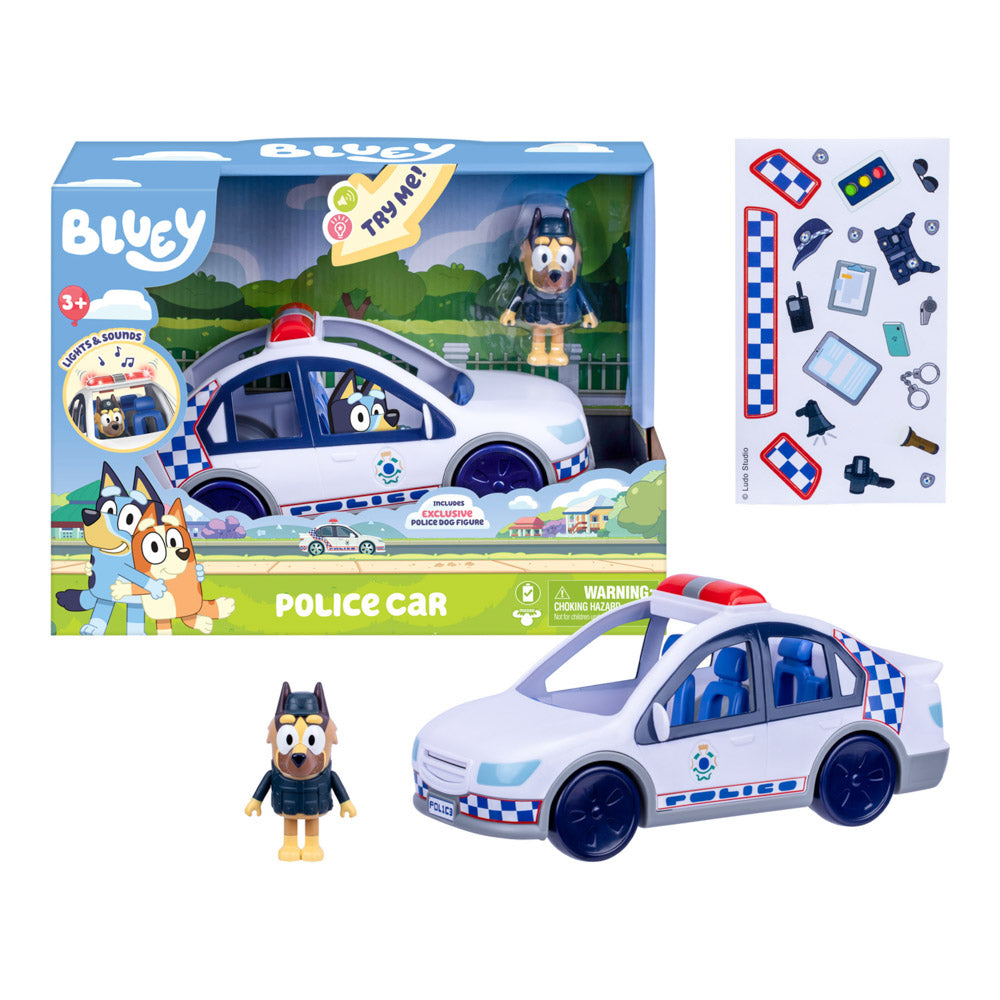 Bluey Police Car with figure, in packaging