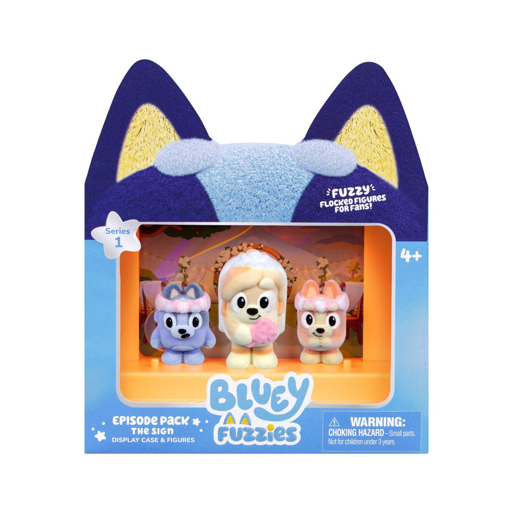 Bluey Series 1 Fuzzies figures The Sign Episode Pack dolls wedding, in packaging