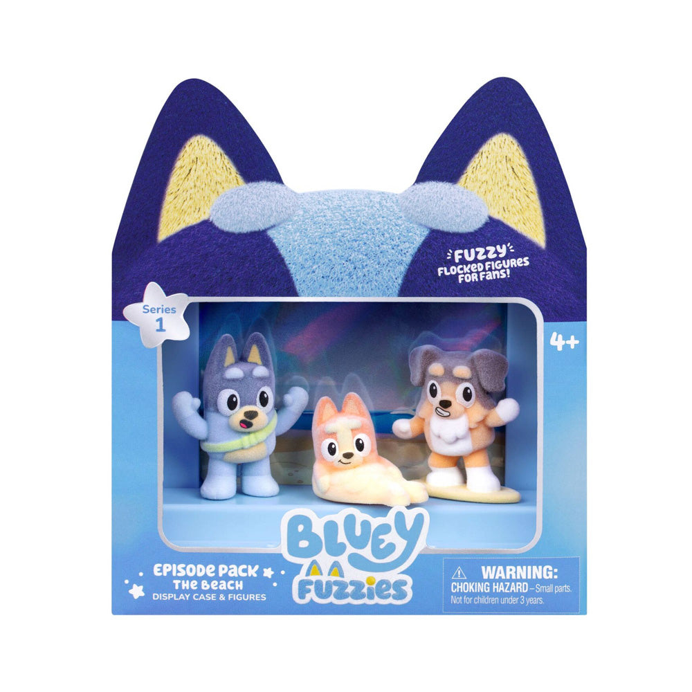 Bluey Series 1 Fuzzies Figures The Beach Episode Pack toys, in packaging