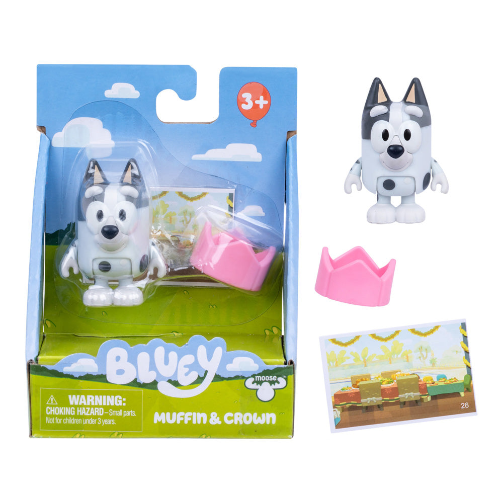 Bluey Story Starter Figure Series 14 Assorted Styles muffin and crown, in packaging