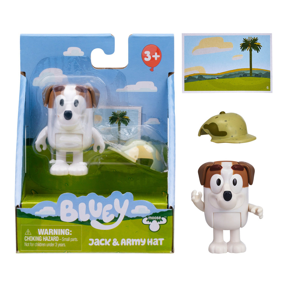 Bluey Story Starter Figure Series 14 Assorted Styles jack and army hat, in packaging
