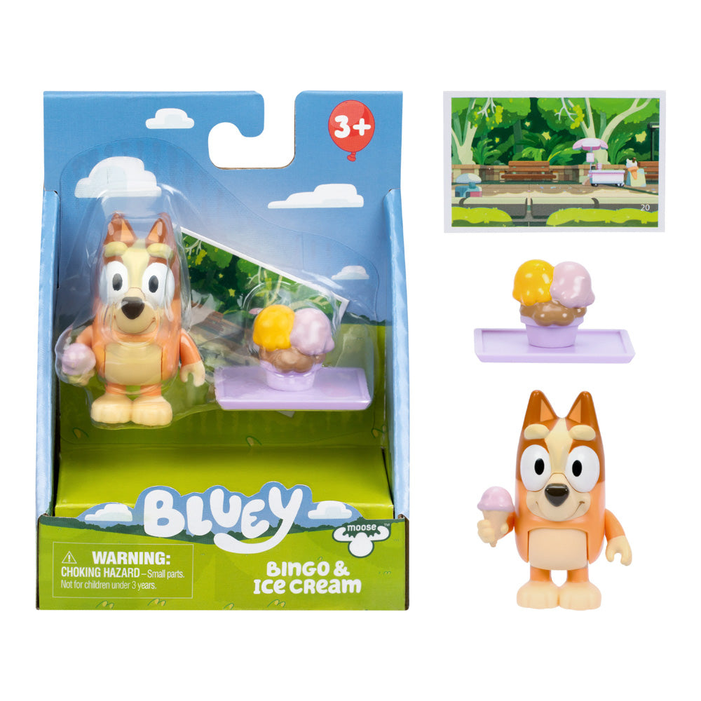 Bluey Story Starter Figure Series 14 Assorted Styles bingo and ice cream, in packaging