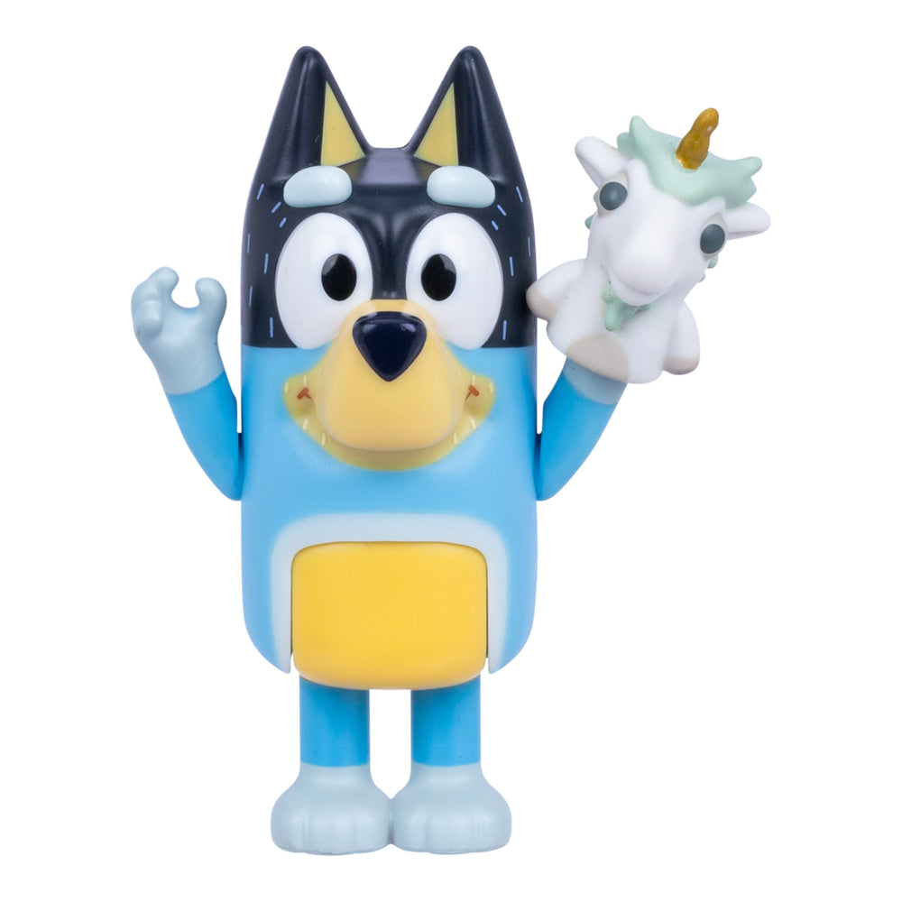 Bandit and unicorn puppet in the Bluey Story Starter Figure Series 14 Assorted Styles, in packaging