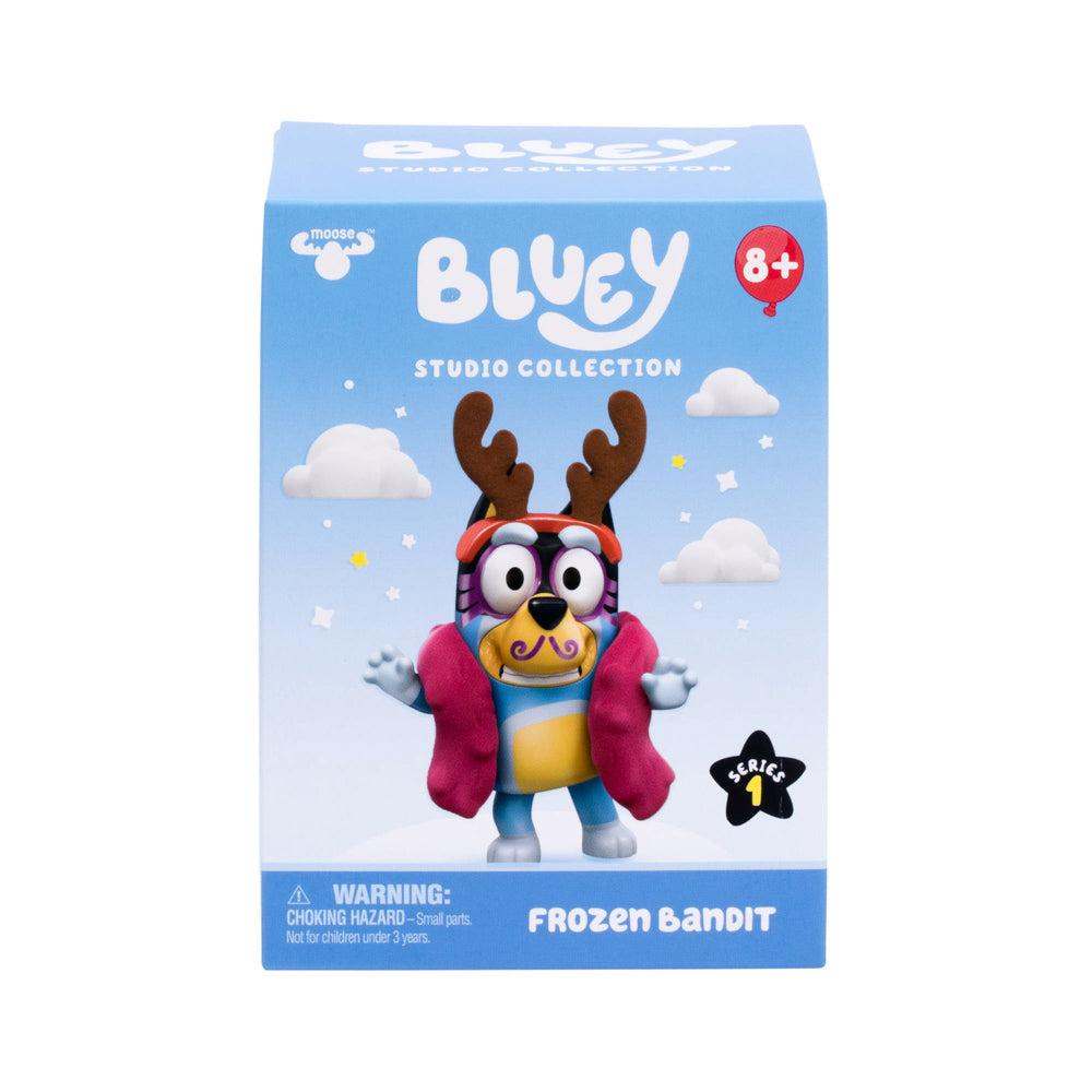 Bluey Studio Collector Figure Series 14 Frozen Bandit toy, in packaging