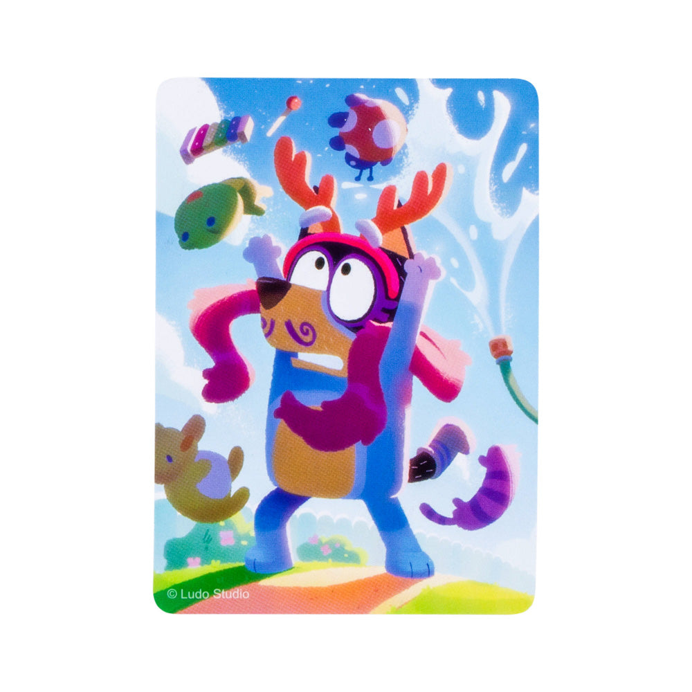 Exclusive collector card with the Bluey Studio Collector Figure Series 14 Frozen Bandit toy