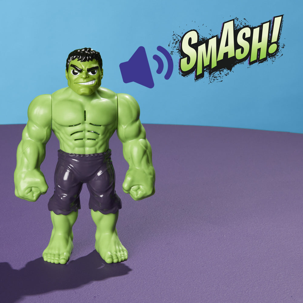 The Bop It! Marvel Hulk Action figure game makes noises