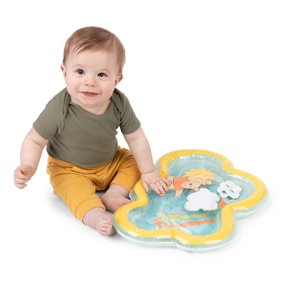 Baby playing with the Bright Starts Winnie the Pooh Once Upon A Tummy Time Water Mat