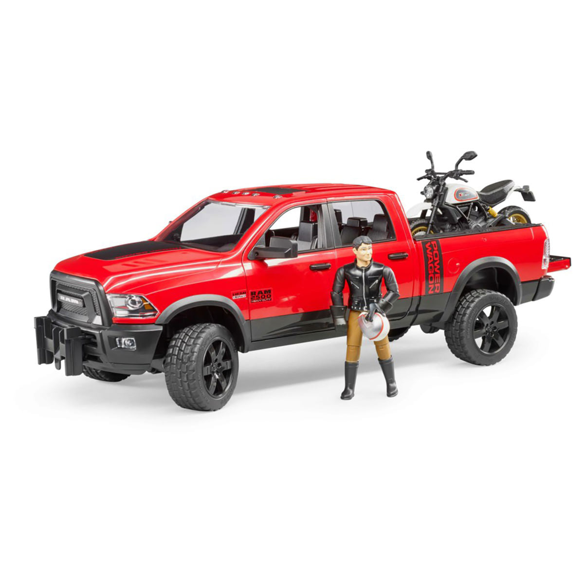 Bruder 1:16 Ram 2500 Power Wagon With Scrambler Ducati Desert Sled