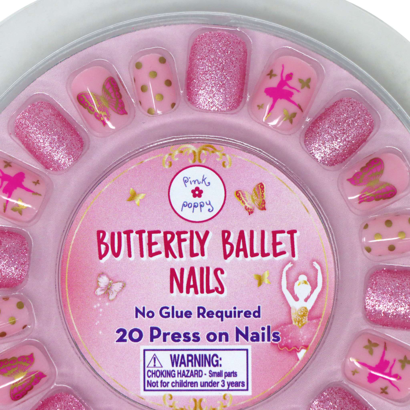 Pink Poppy Butterfly Ballet Press On Nails