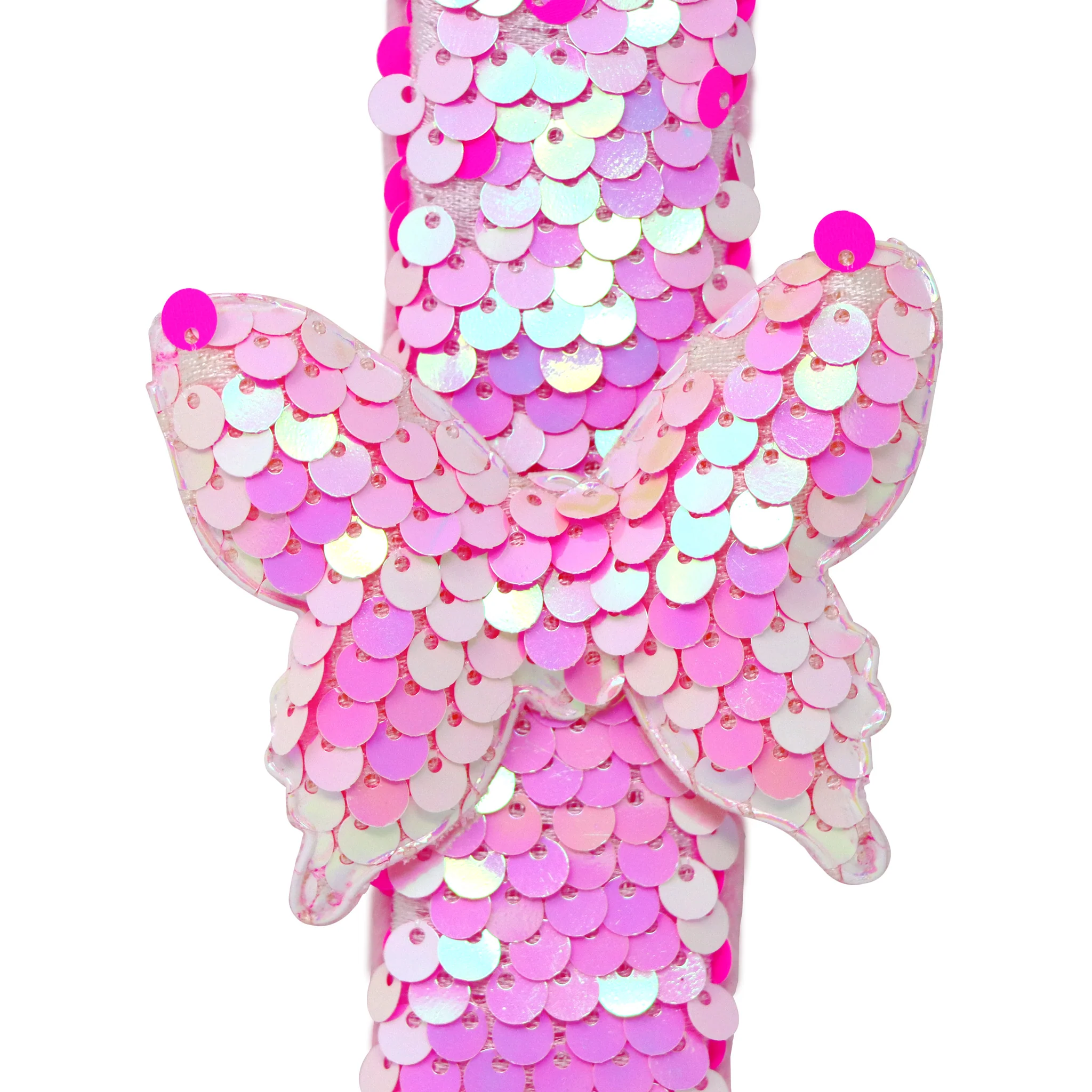Pink Poppy Butterfly Sequin Slap Bracelet