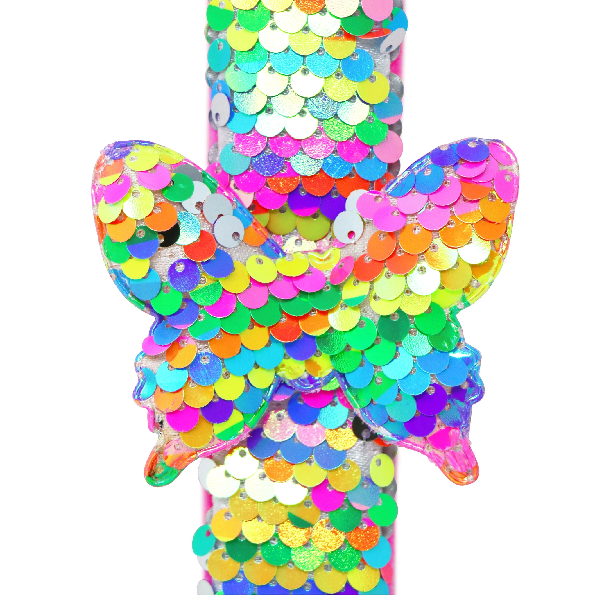 Pink Poppy Butterfly Sequin Slap Bracelet