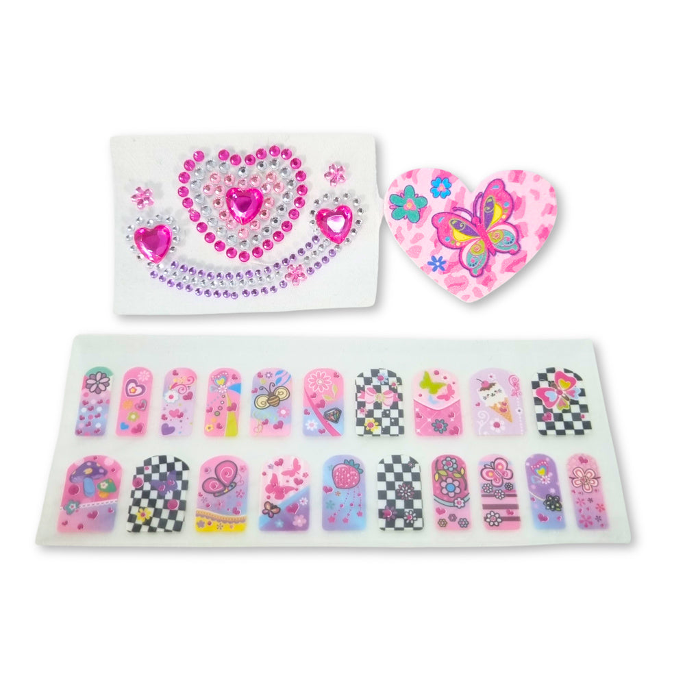 Pink Butterfly Nail Art Set- 20 Nail Stickers