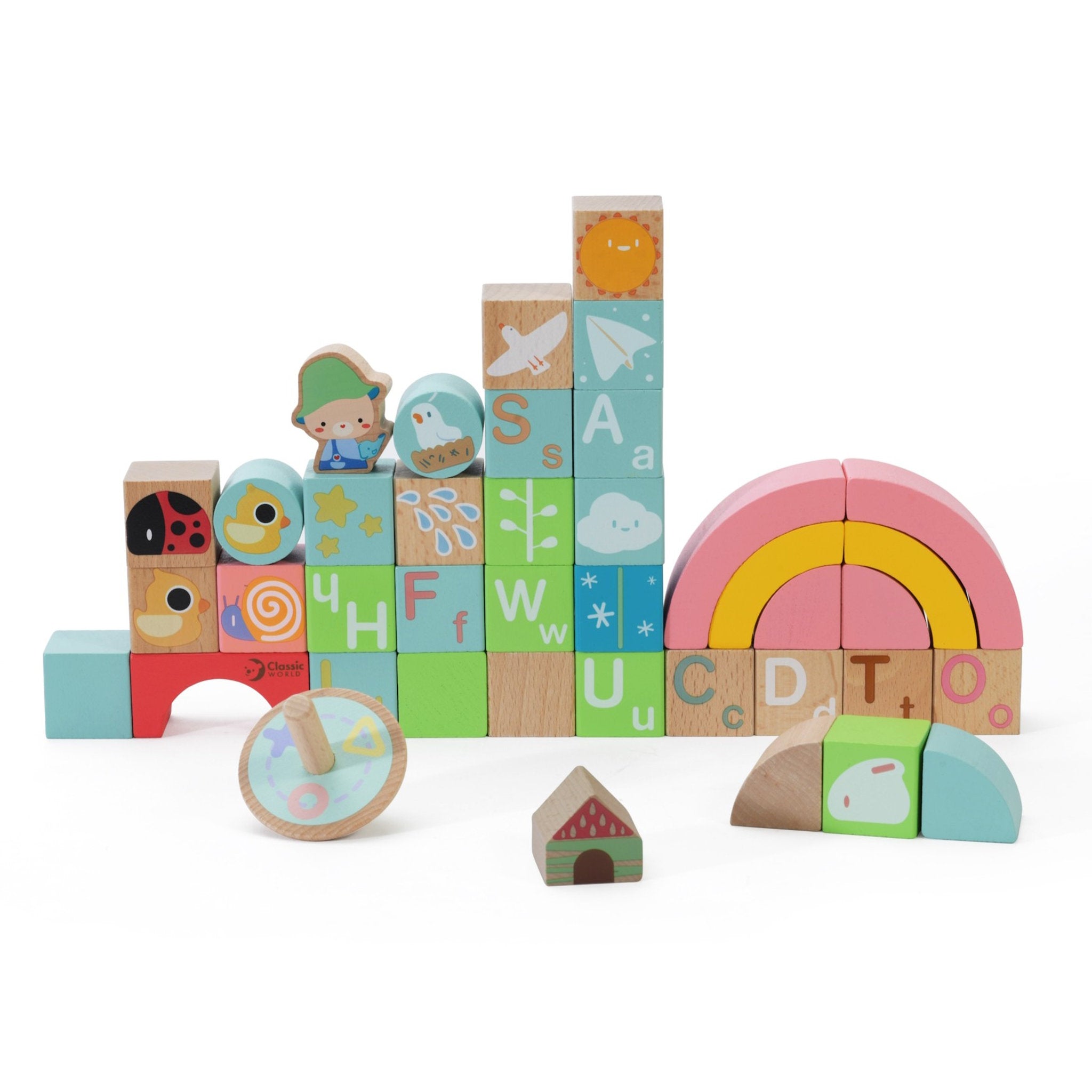 Classic World Rainbow Garden Blocks 40 Pieces
