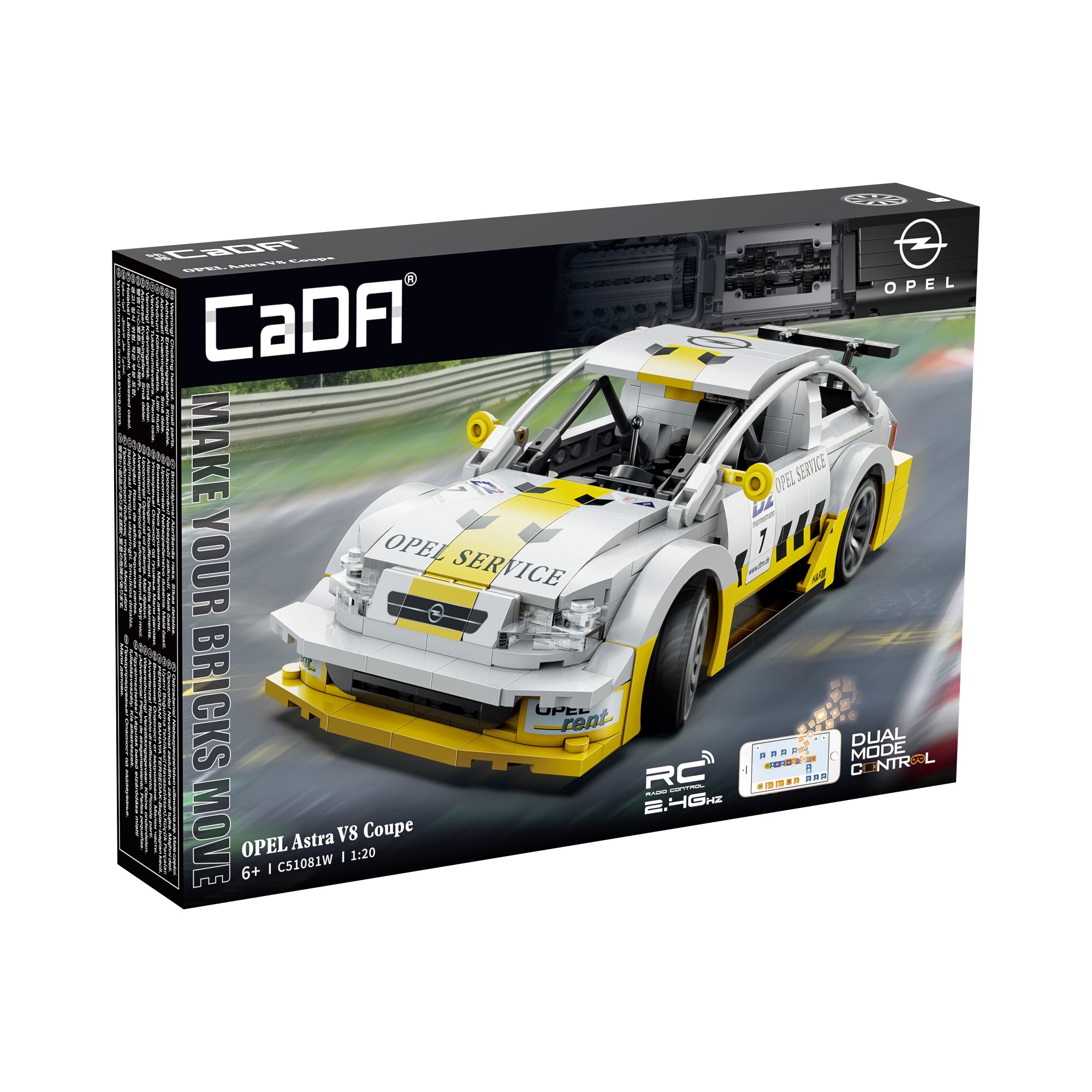 CaDA 1:20 Opel Astra V8 Coupe RC Dual Control Brick Car