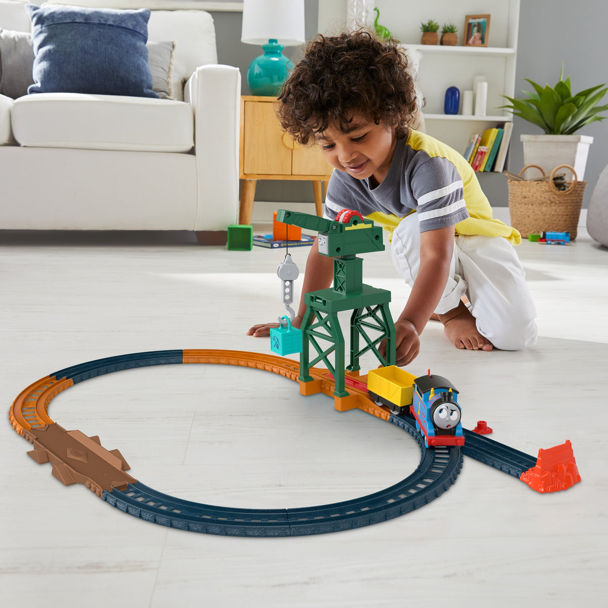 Fisher-Price Thomas & Friends Motorized Train and Track Set Cranky The Crane Cargo Drop - Toyworld NZ