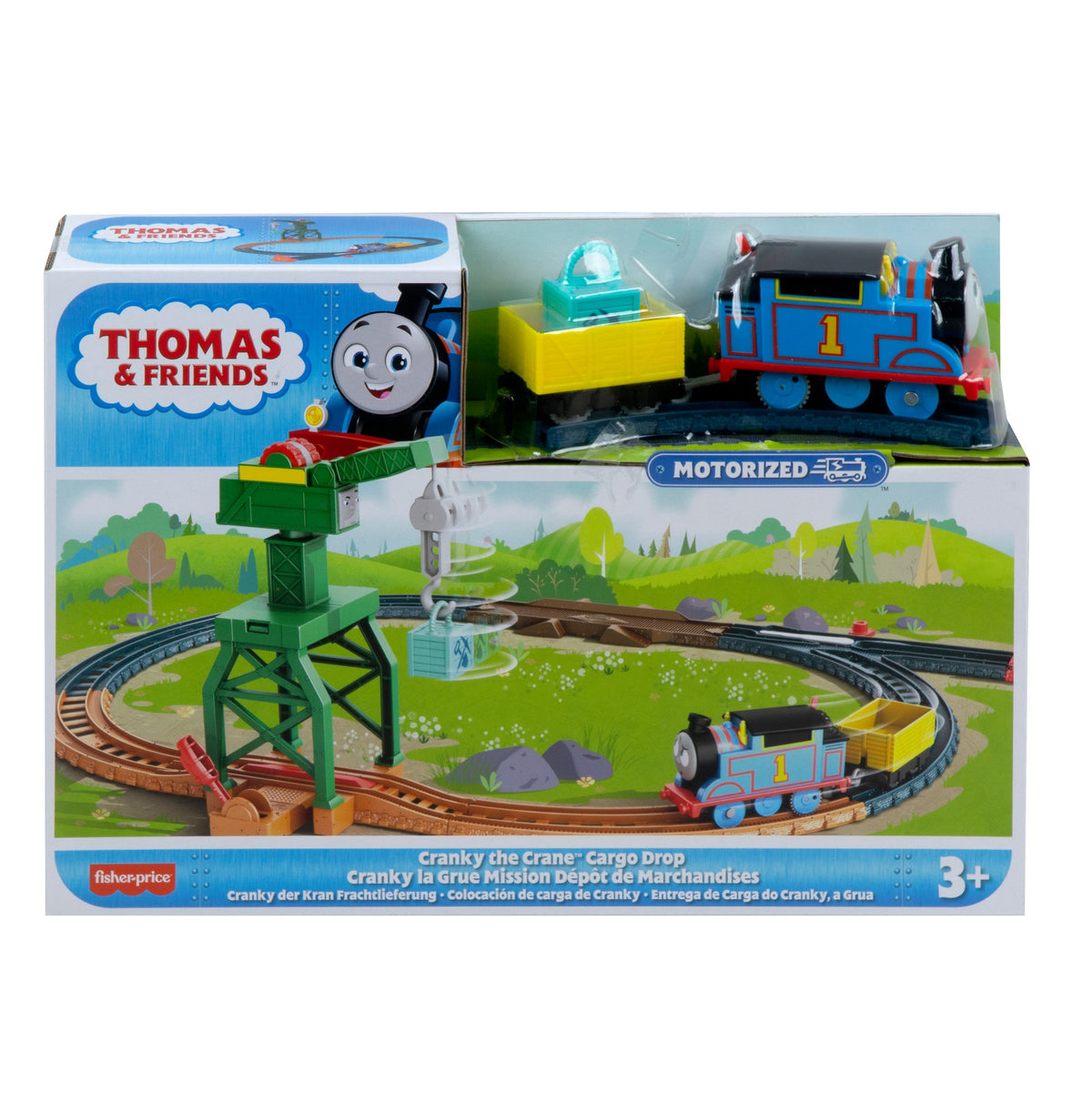 Fisher-Price Thomas & Friends Motorized Train and Track Set Cranky The Crane Cargo Drop - Toyworld NZ