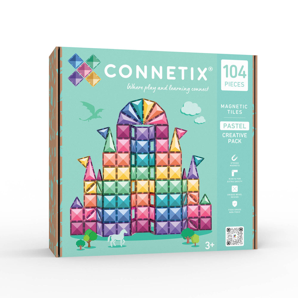 CONNETIX Magnetic Tiles 104 Piece - Pastel Creative Pack.