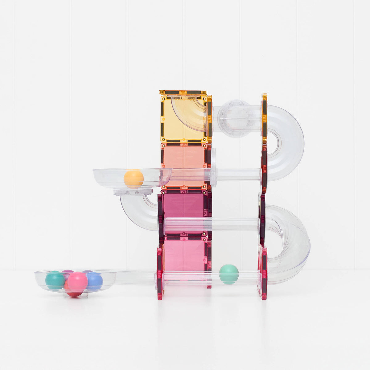 CONNETIX Magnetic Tiles 114 Piece - Pastel Ball Run.