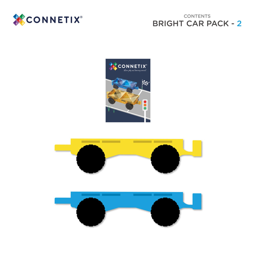 CONNETIX Magnetic Tiles 2 Piece - Bright Car Pack.